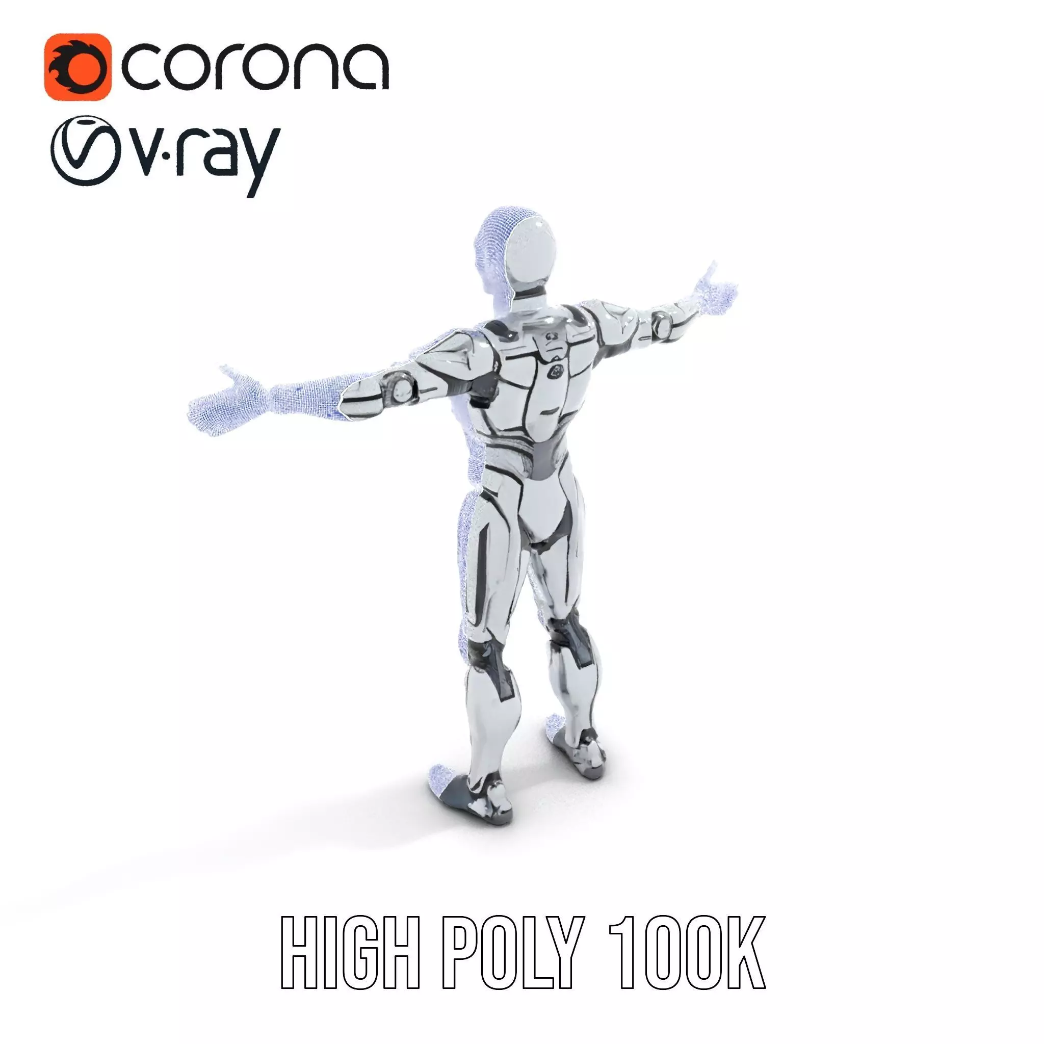 Futuristic Robot Model Pack with Adjustable Levels of Detail Low-poly 3D model_21