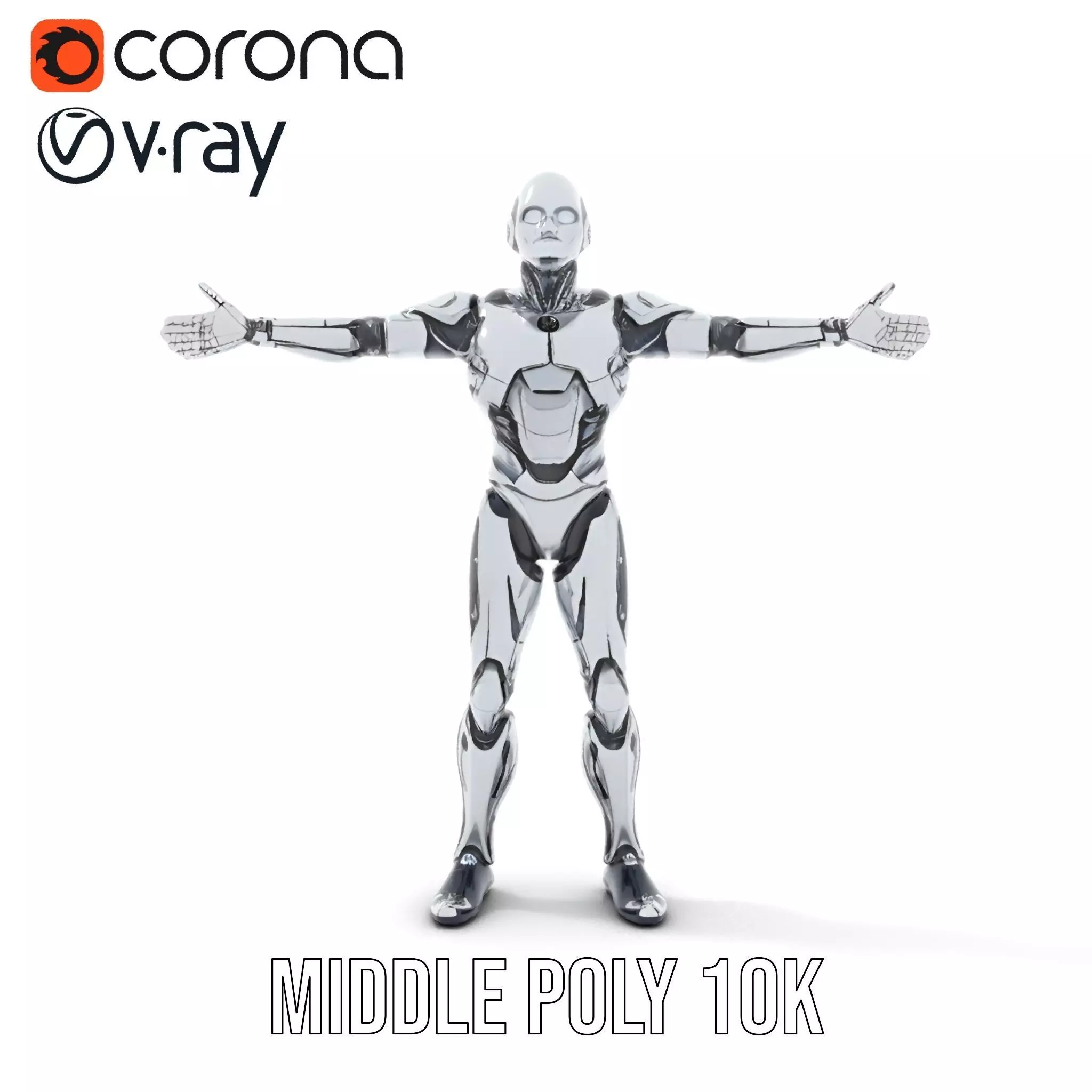 Futuristic Robot Model Pack with Adjustable Levels of Detail Low-poly 3D model_22