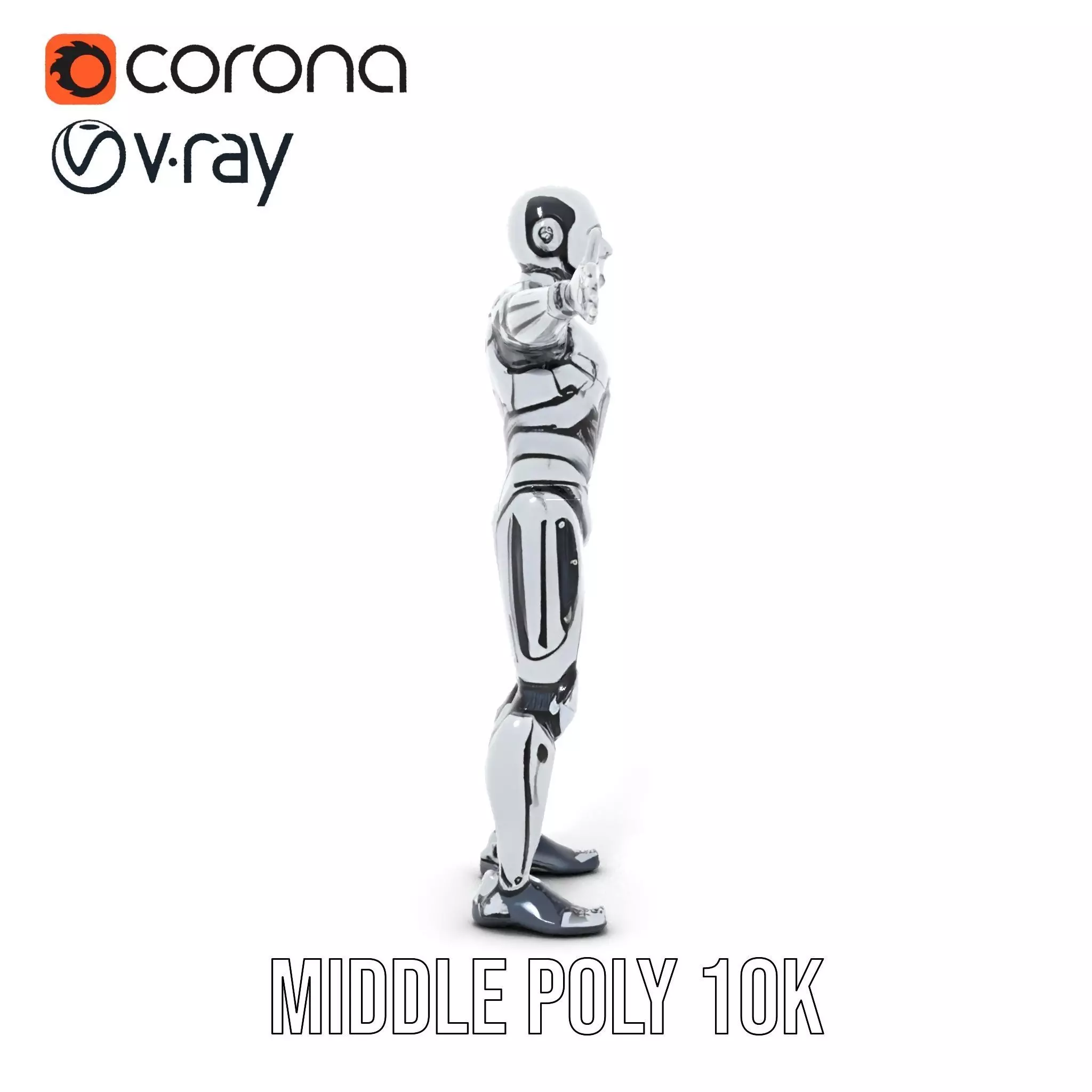 Futuristic Robot Model Pack with Adjustable Levels of Detail Low-poly 3D model_16