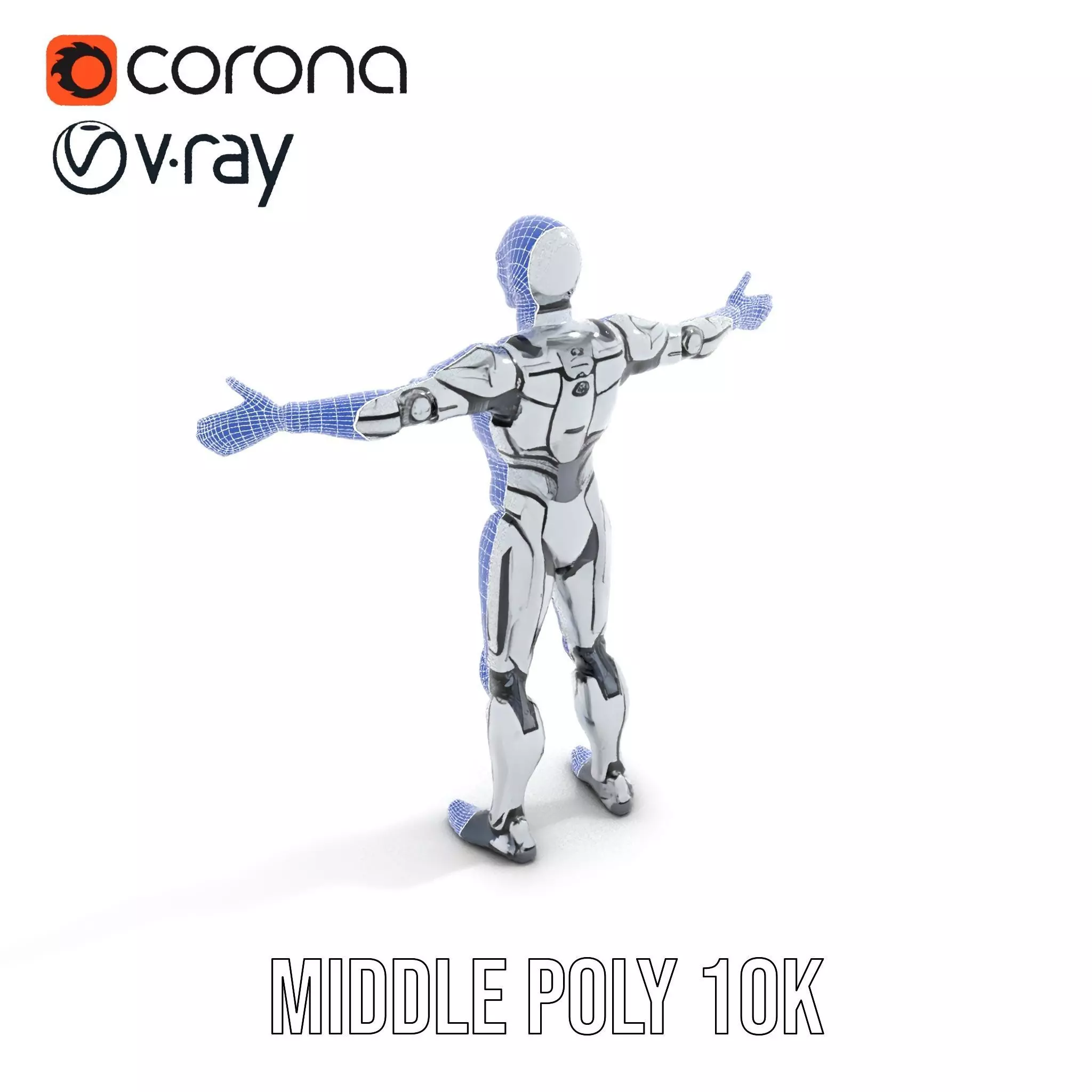 Futuristic Robot Model Pack with Adjustable Levels of Detail Low-poly 3D model_12