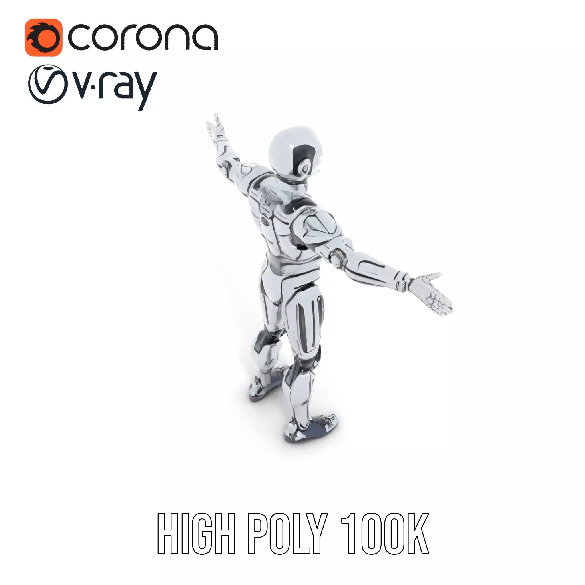 Futuristic Robot Model Pack with Adjustable Levels of Detail Low-poly 3D model_11