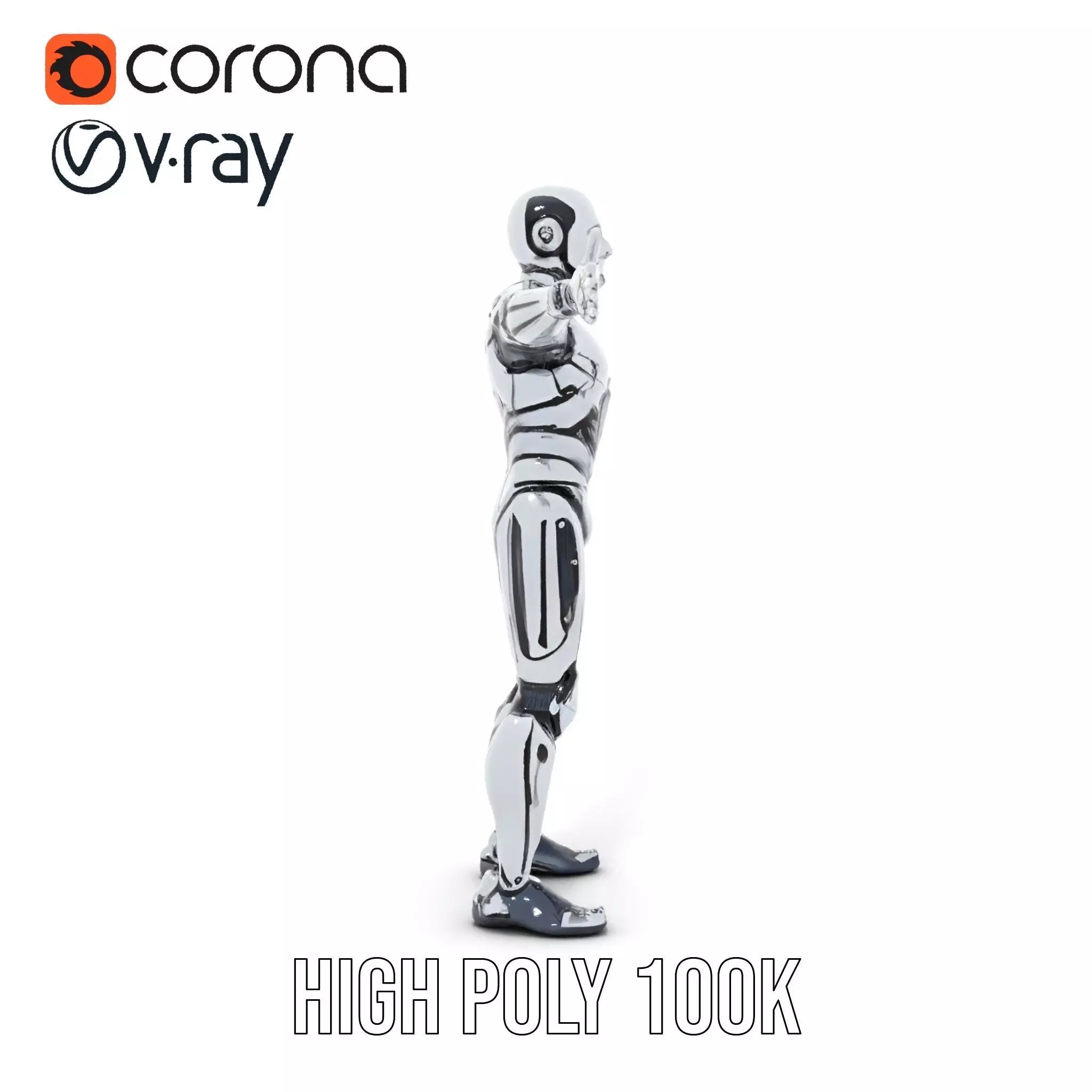 Futuristic Robot Model Pack with Adjustable Levels of Detail Low-poly 3D model_30