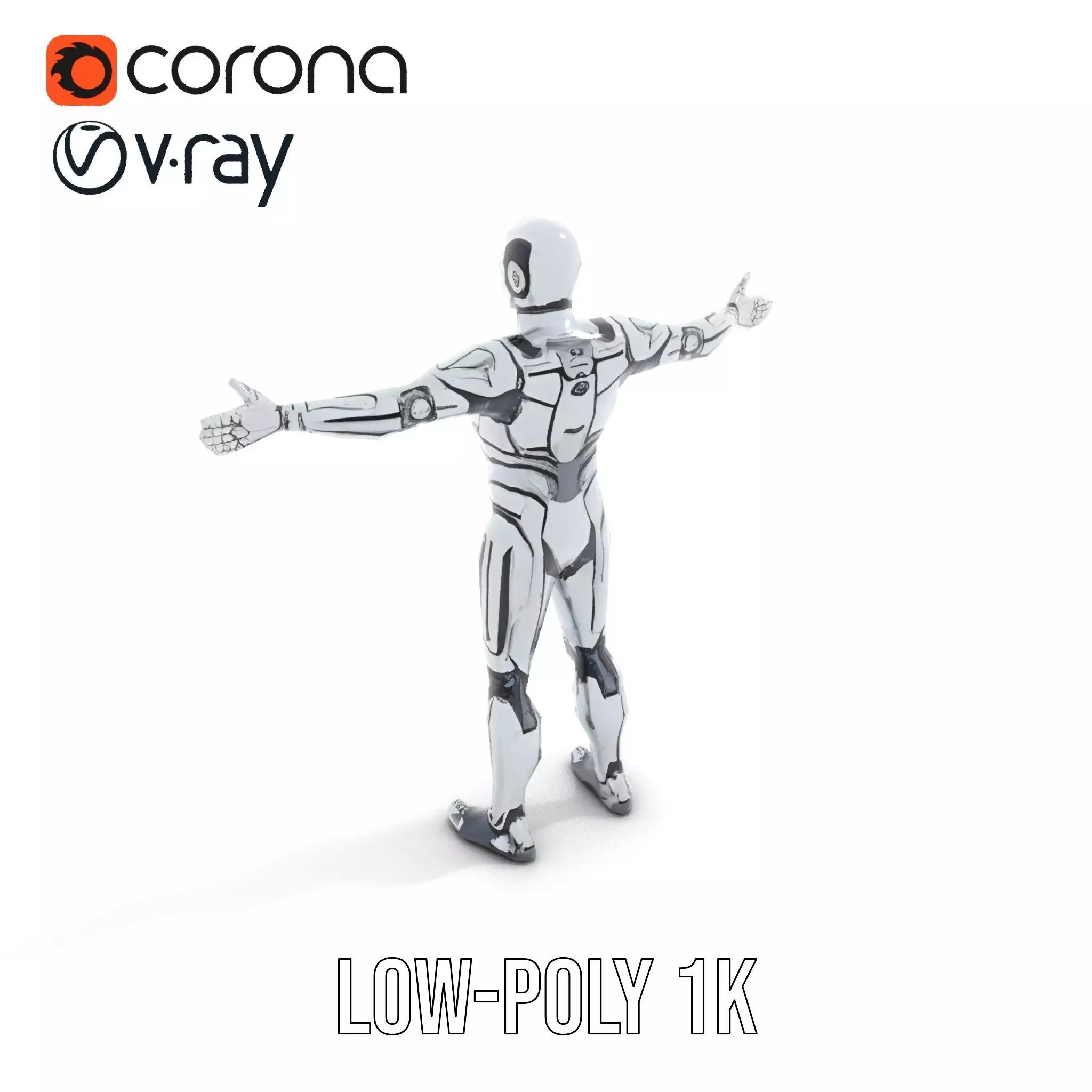 Futuristic Robot Model Pack with Adjustable Levels of Detail Low-poly 3D model_10