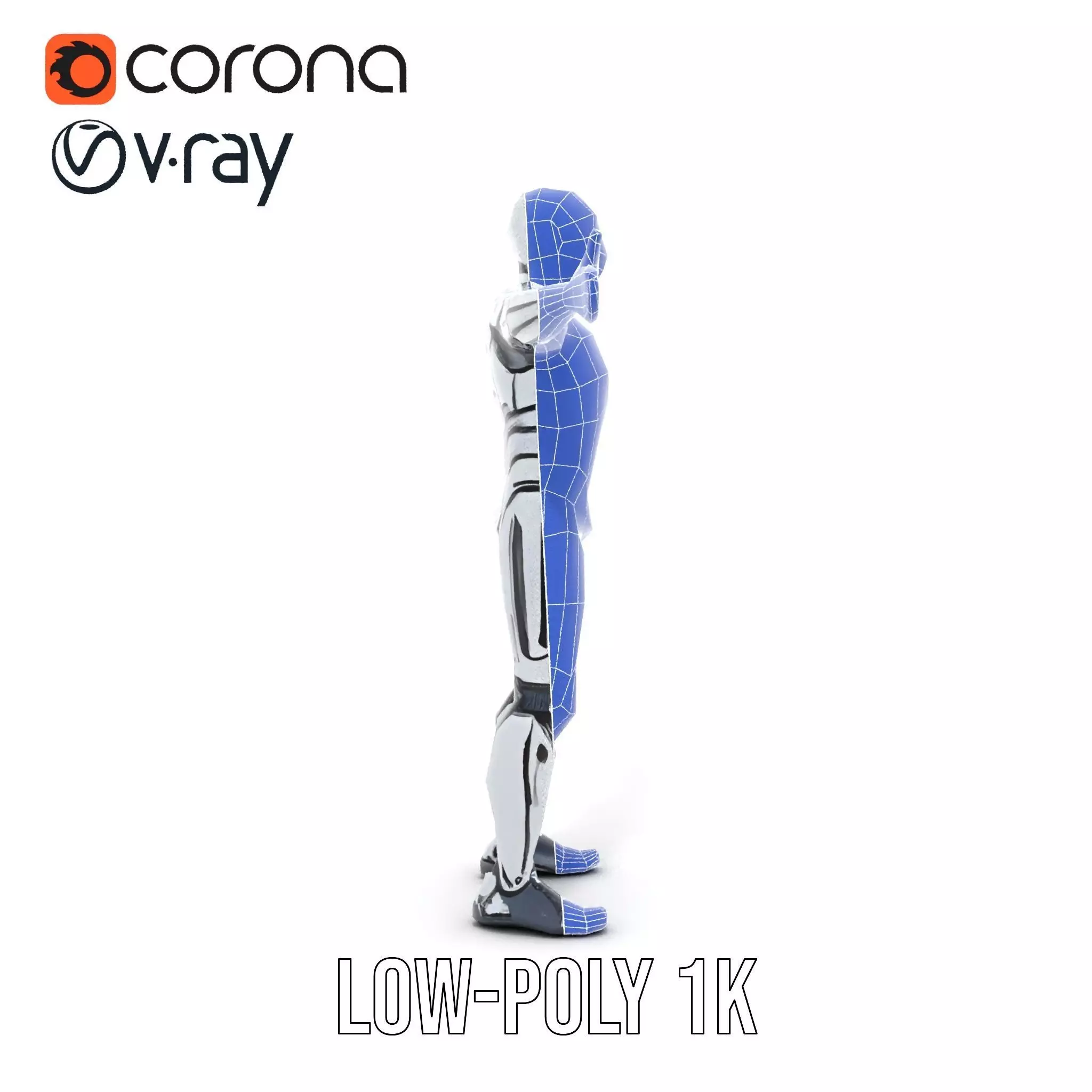 Futuristic Robot Model Pack with Adjustable Levels of Detail Low-poly 3D model_20