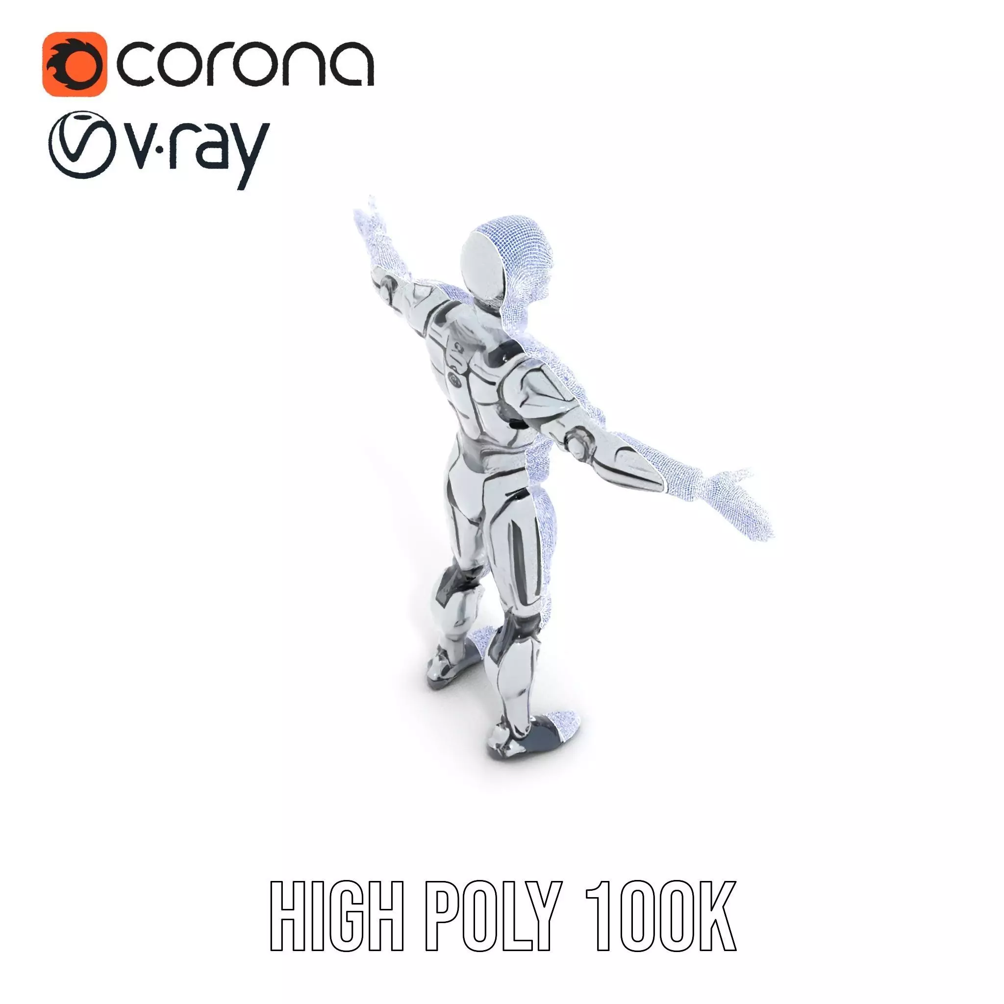 Futuristic Robot Model Pack with Adjustable Levels of Detail Low-poly 3D model_34