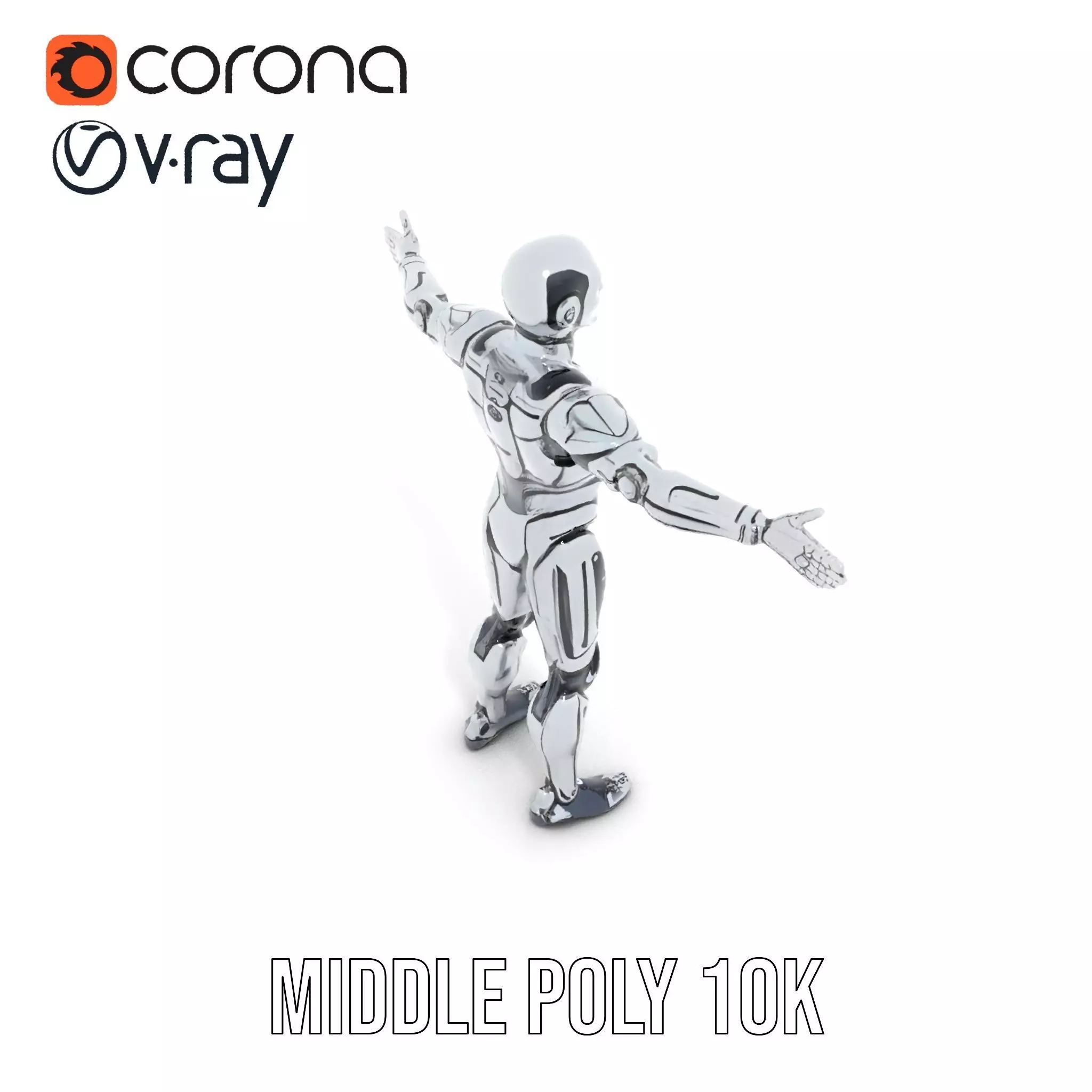 Futuristic Robot Model Pack with Adjustable Levels of Detail Low-poly 3D model_28