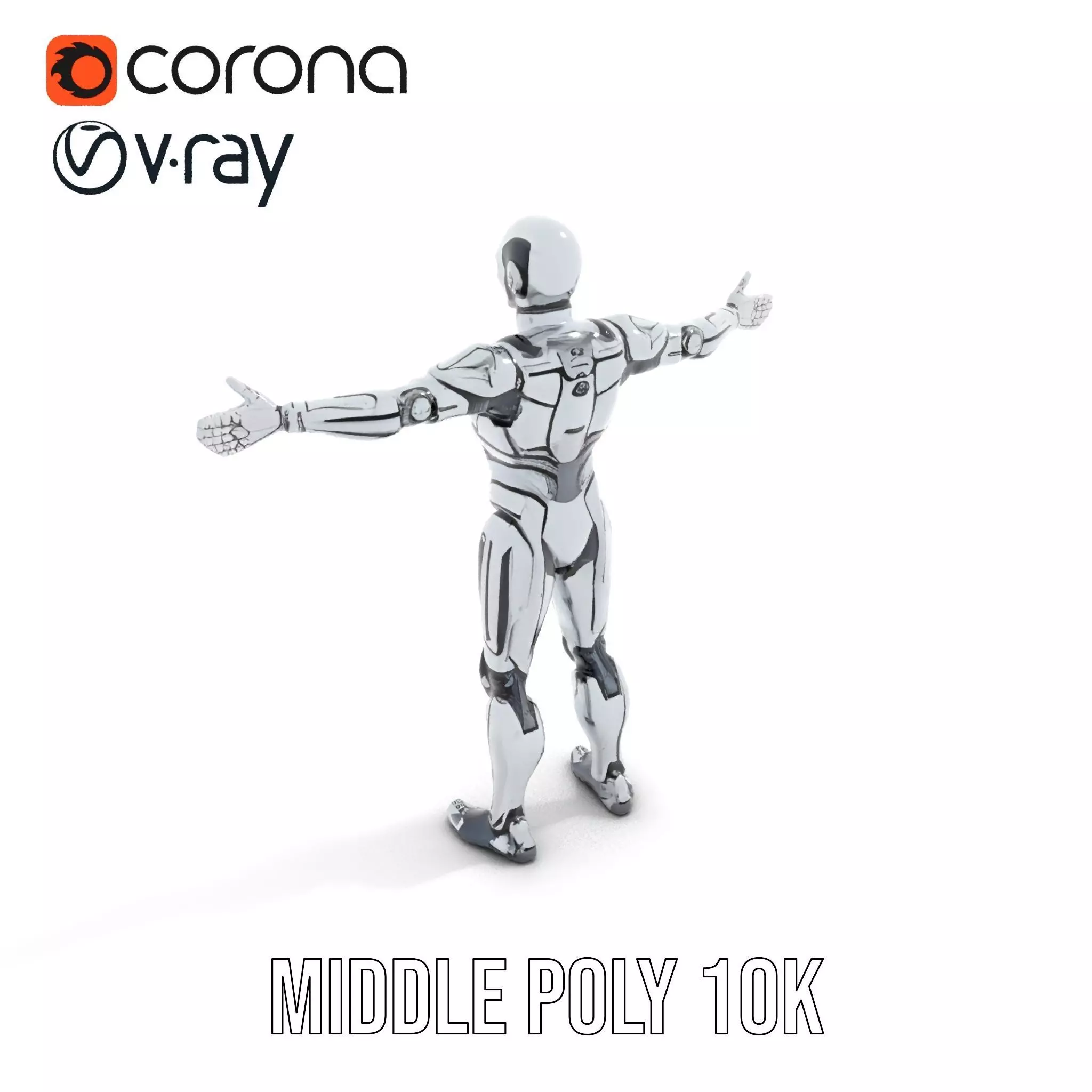 Futuristic Robot Model Pack with Adjustable Levels of Detail Low-poly 3D model_6