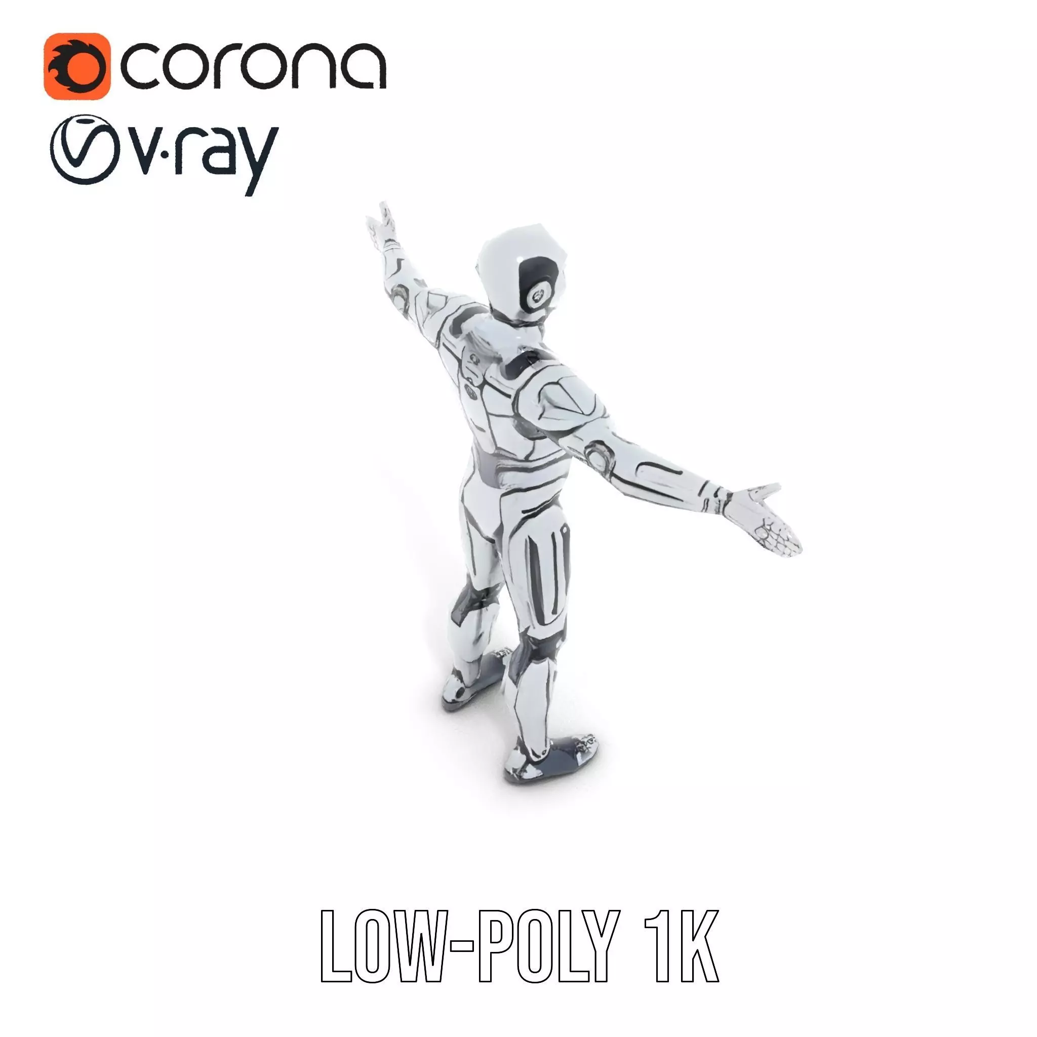 Futuristic Robot Model Pack with Adjustable Levels of Detail Low-poly 3D model_8