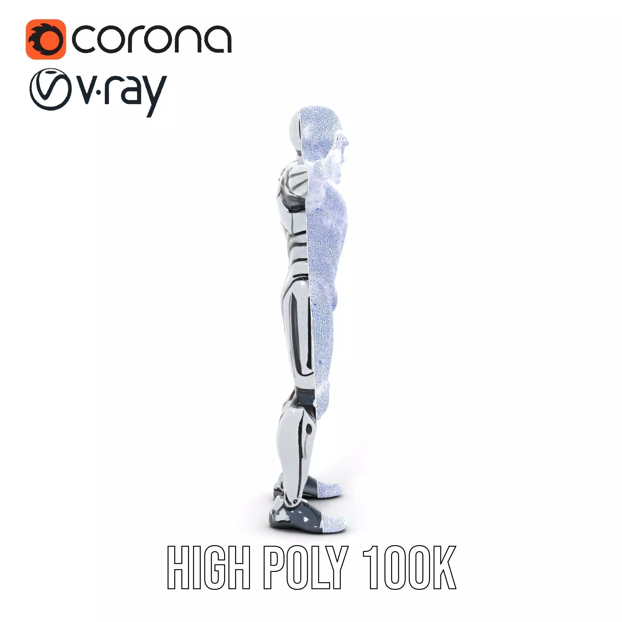 Futuristic Robot Model Pack with Adjustable Levels of Detail Low-poly 3D model_33