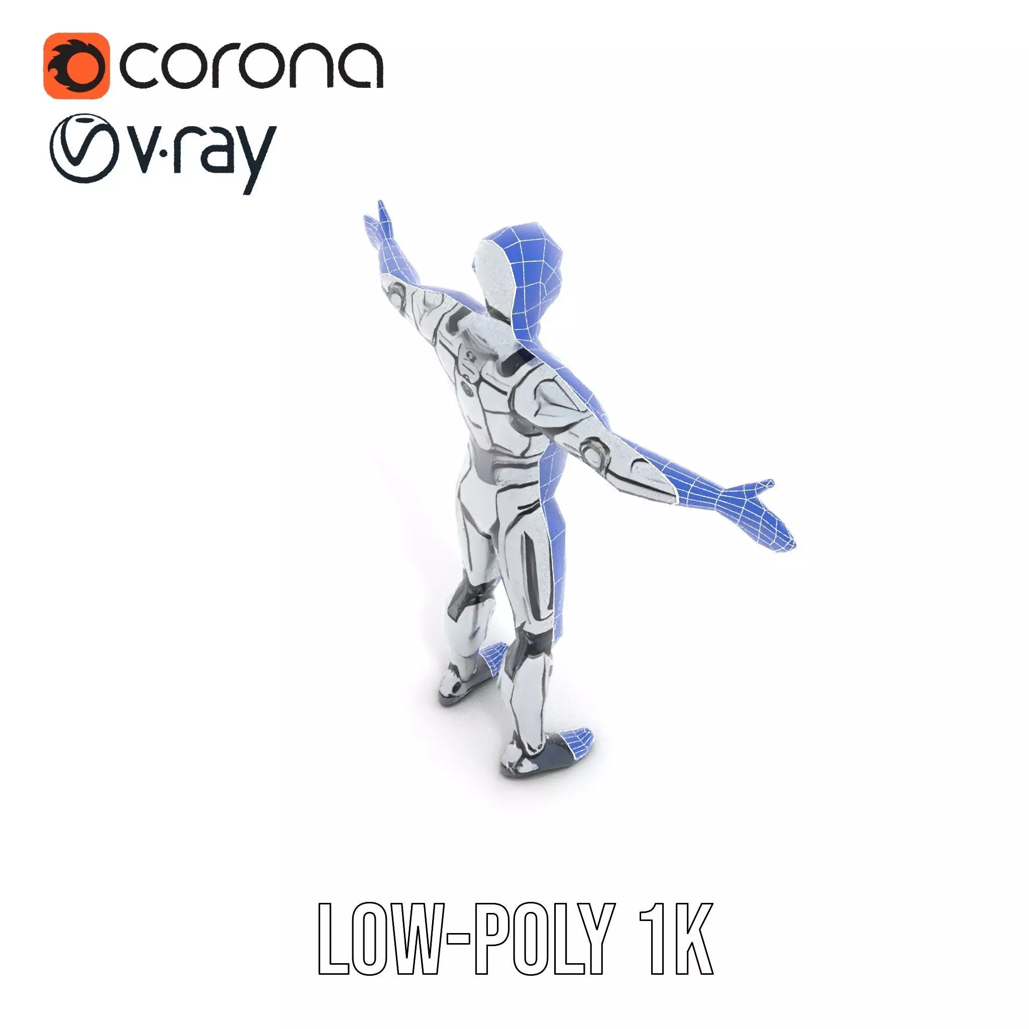 Futuristic Robot Model Pack with Adjustable Levels of Detail Low-poly 3D model_15