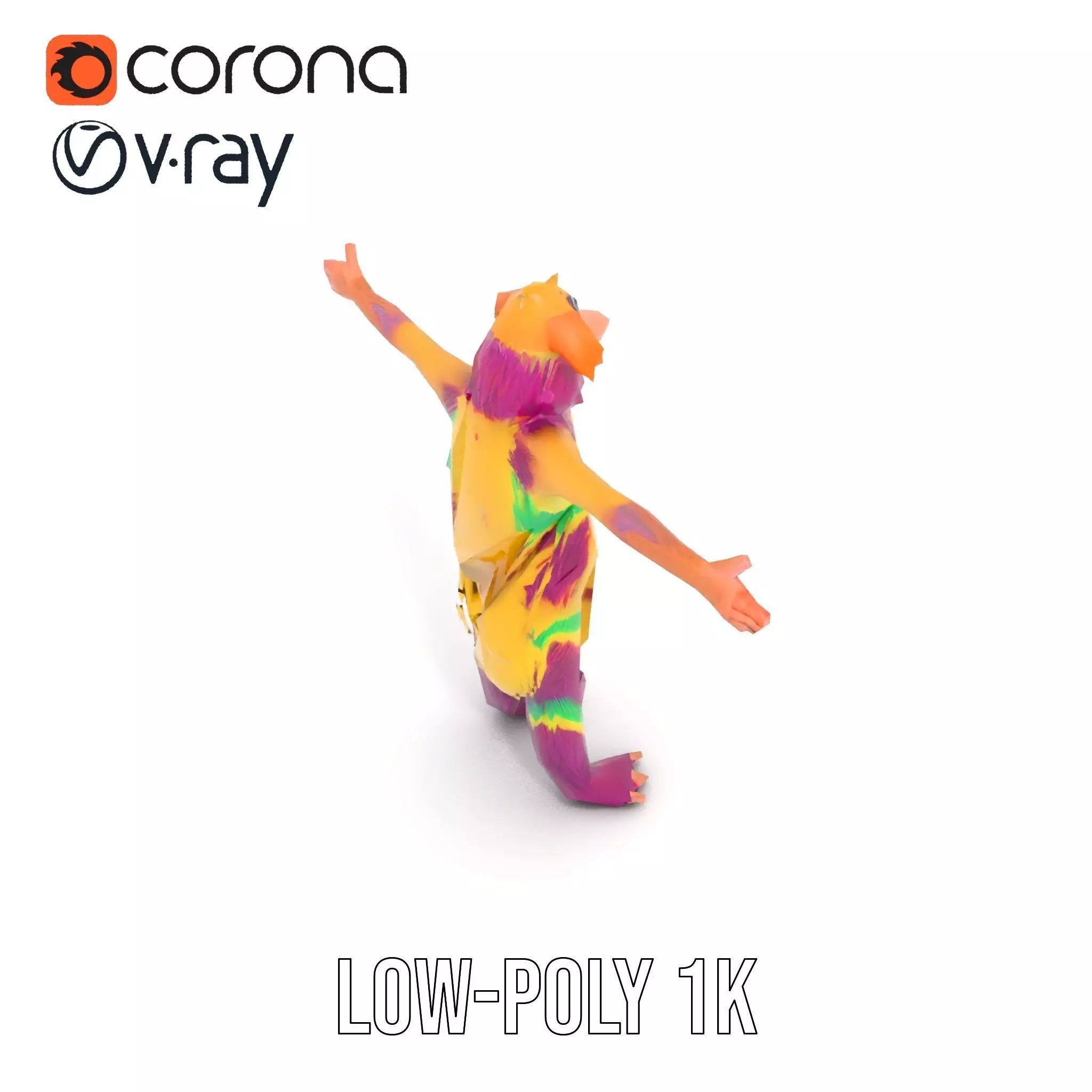 Colorful Furry Monster Character model pack Low-poly 3D model_15