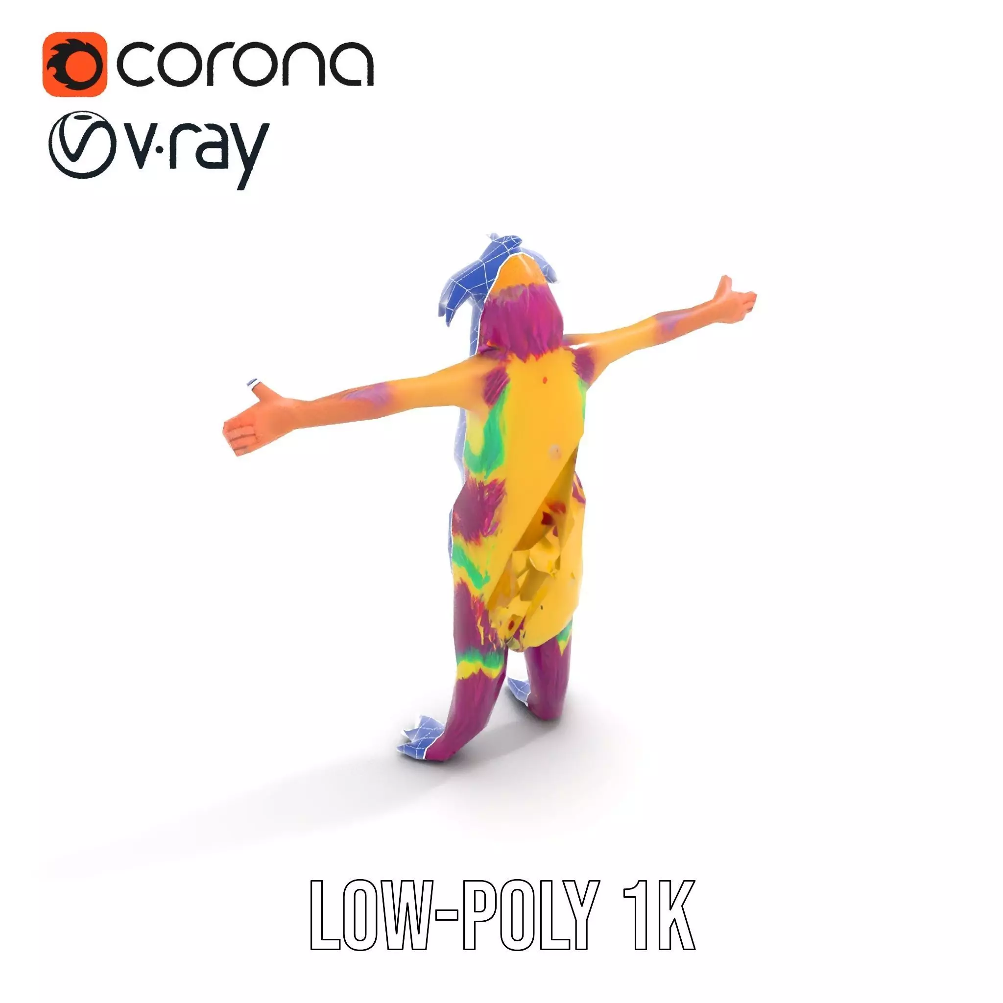 Colorful Furry Monster Character model pack Low-poly 3D model_26