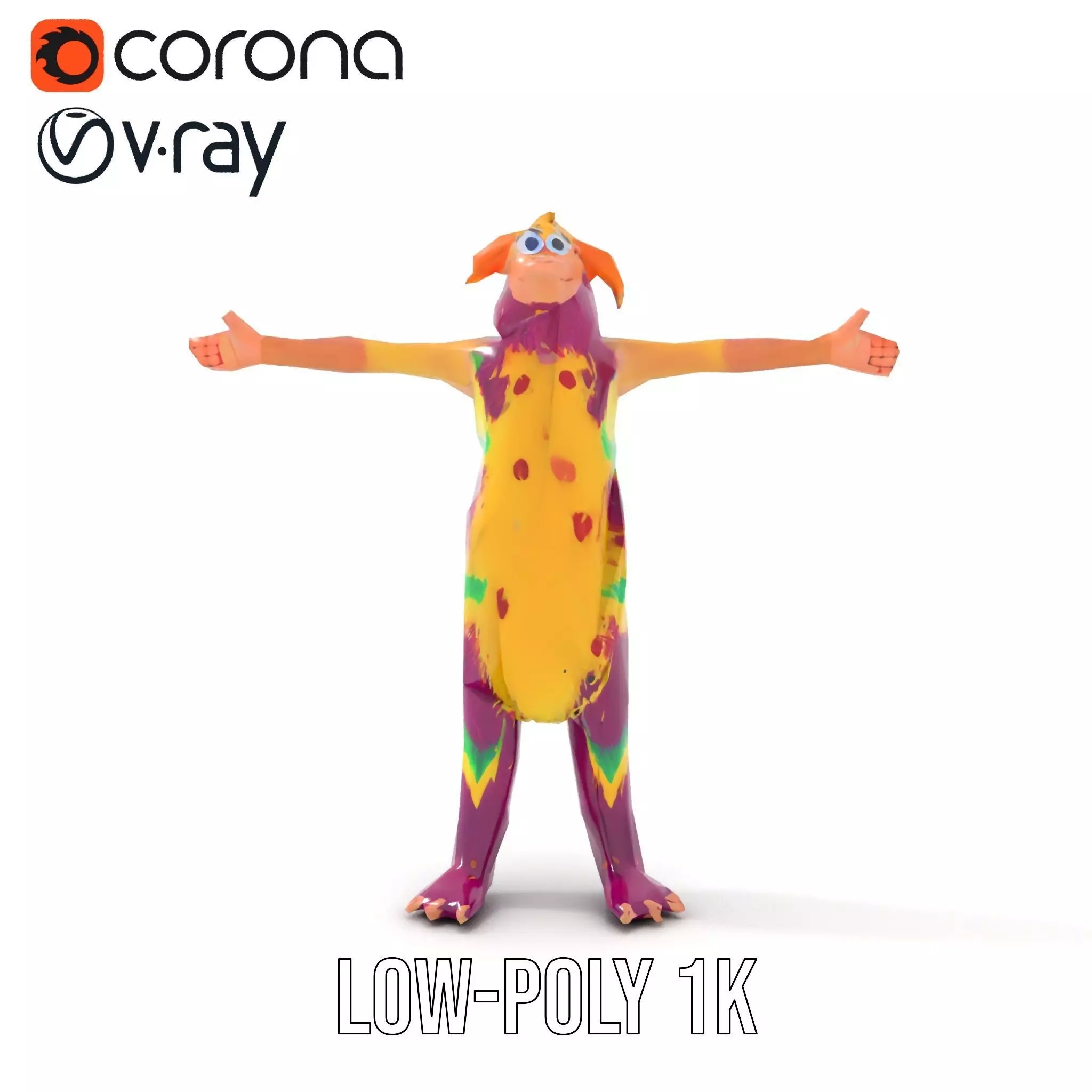 Colorful Furry Monster Character model pack Low-poly 3D model_20