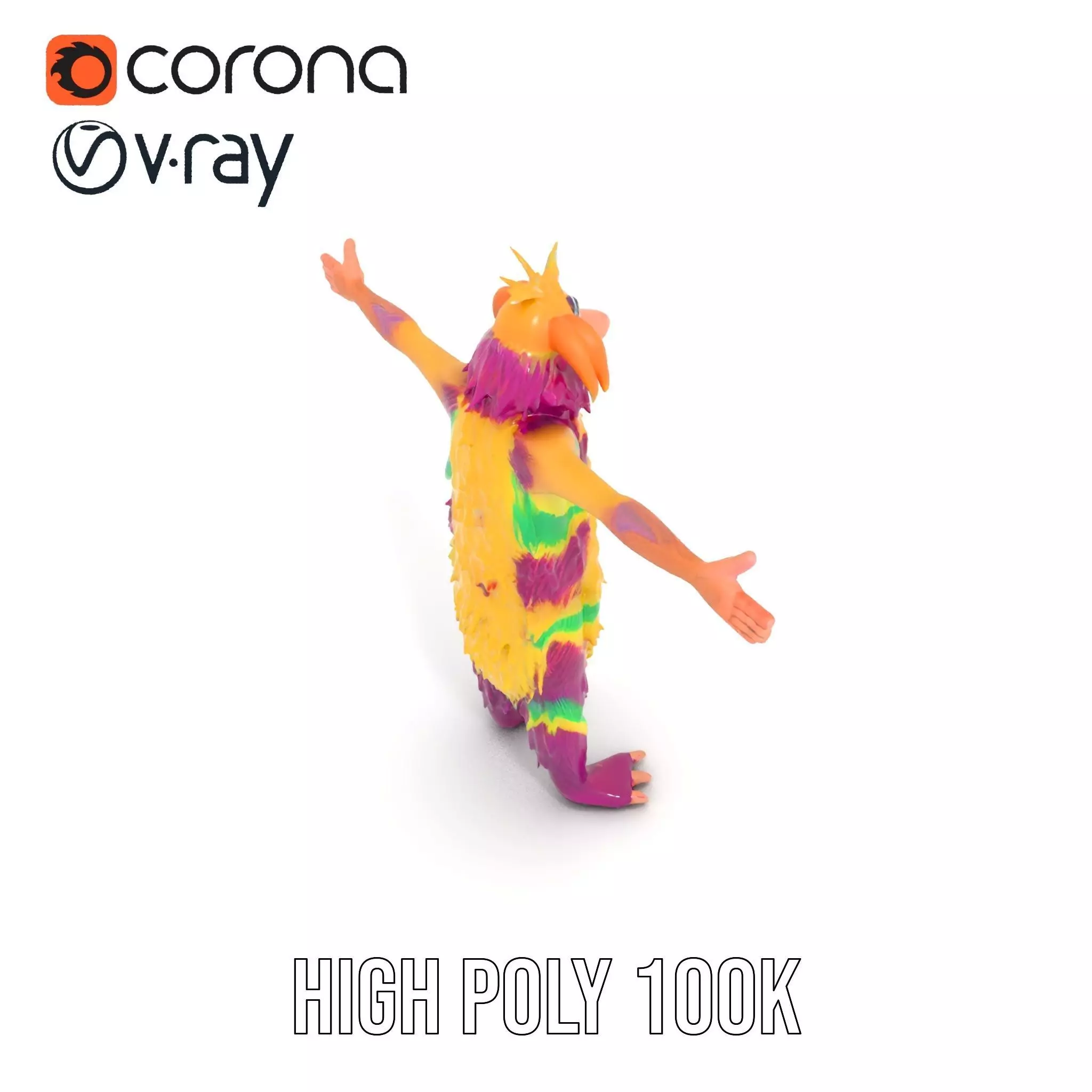 Colorful Furry Monster Character model pack Low-poly 3D model_21