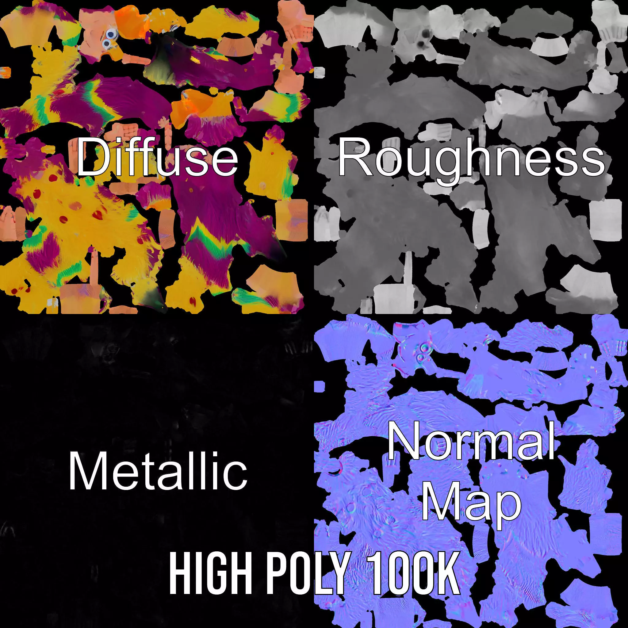 Colorful Furry Monster Character model pack Low-poly 3D model_4