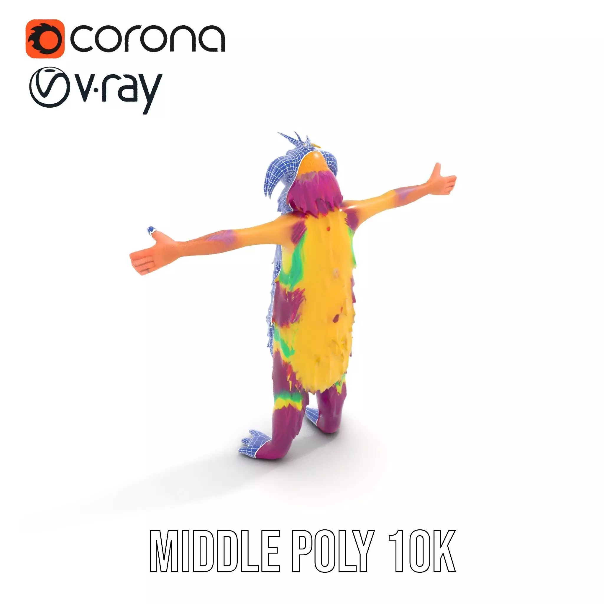 Colorful Furry Monster Character model pack Low-poly 3D model_19