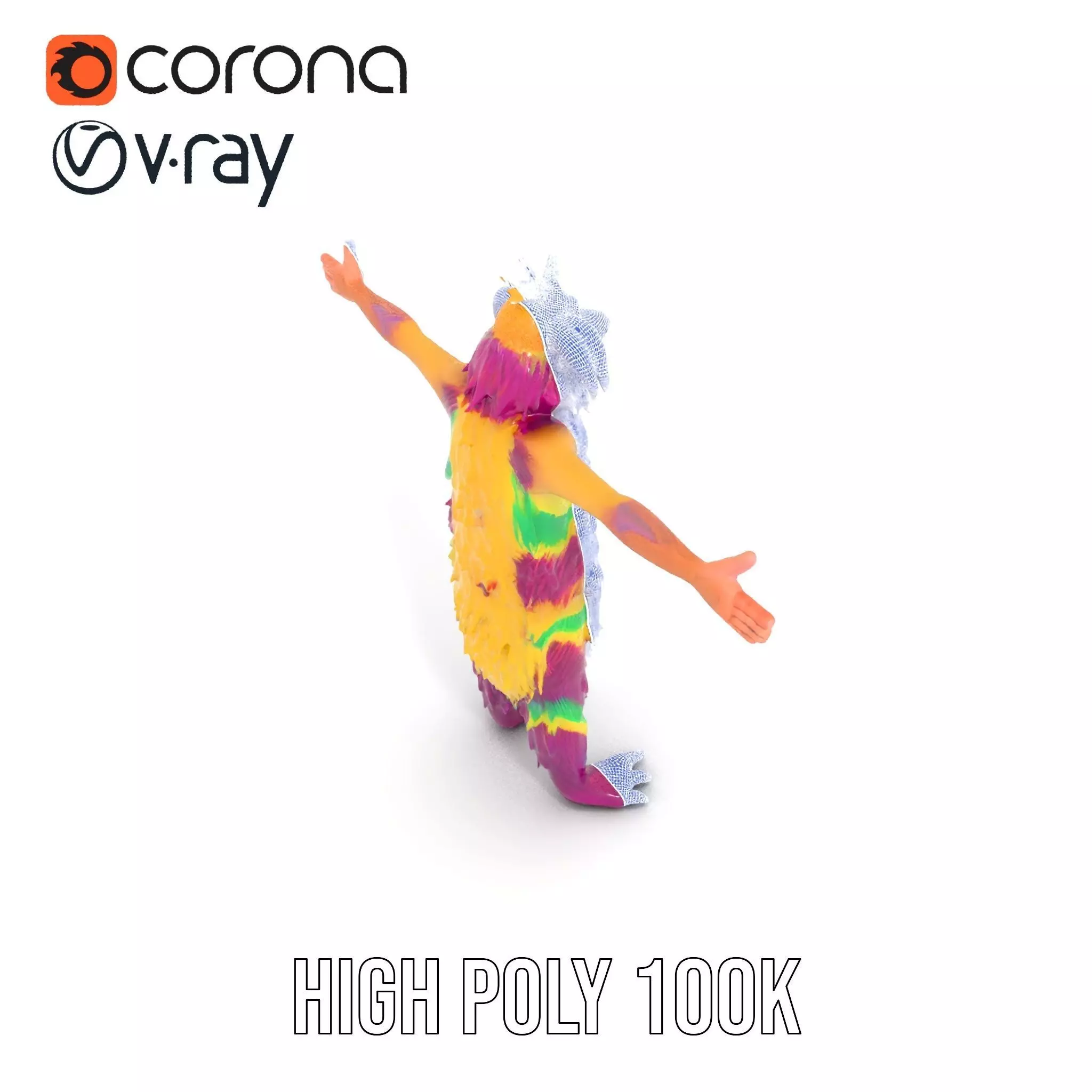 Colorful Furry Monster Character model pack Low-poly 3D model_33