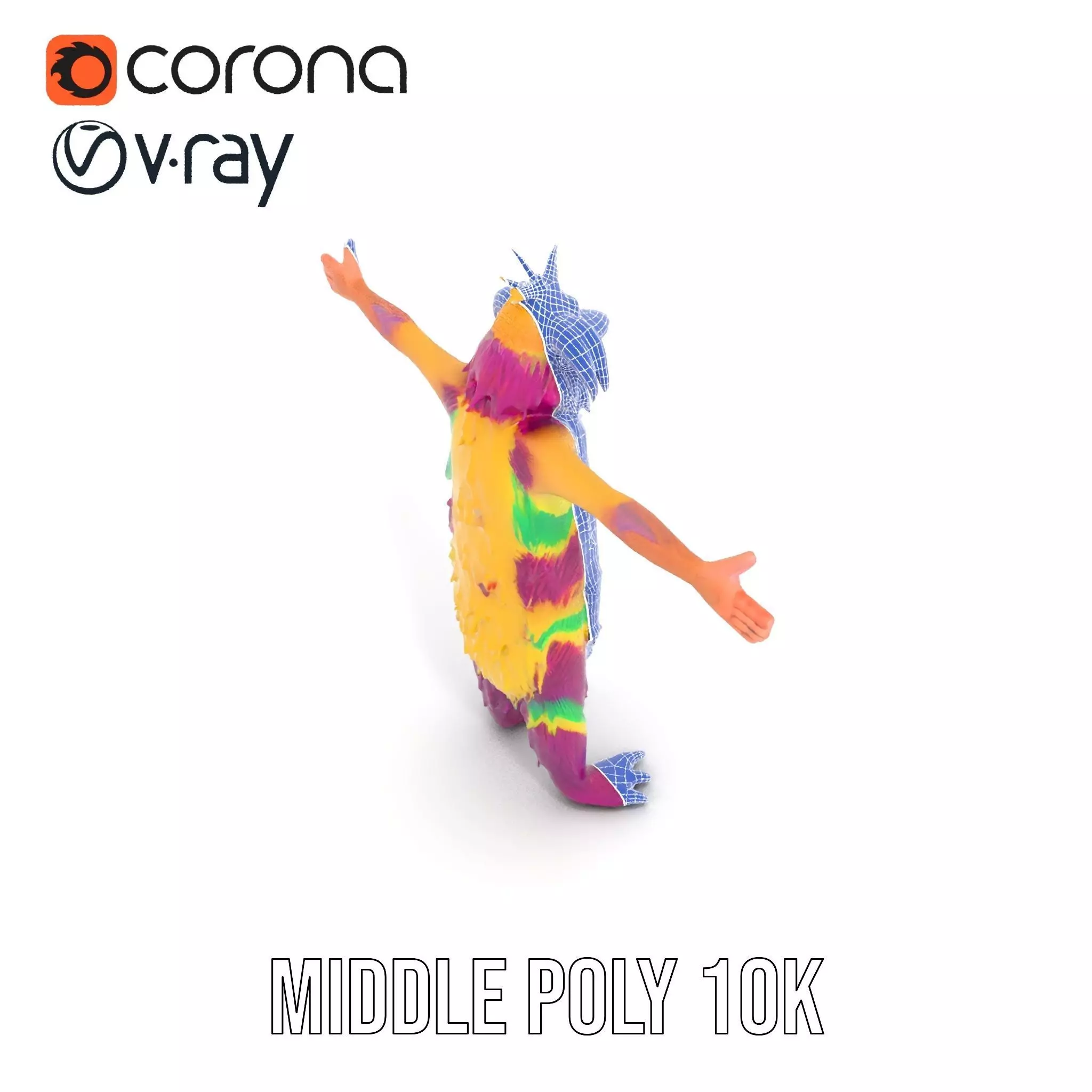 Colorful Furry Monster Character model pack Low-poly 3D model_28