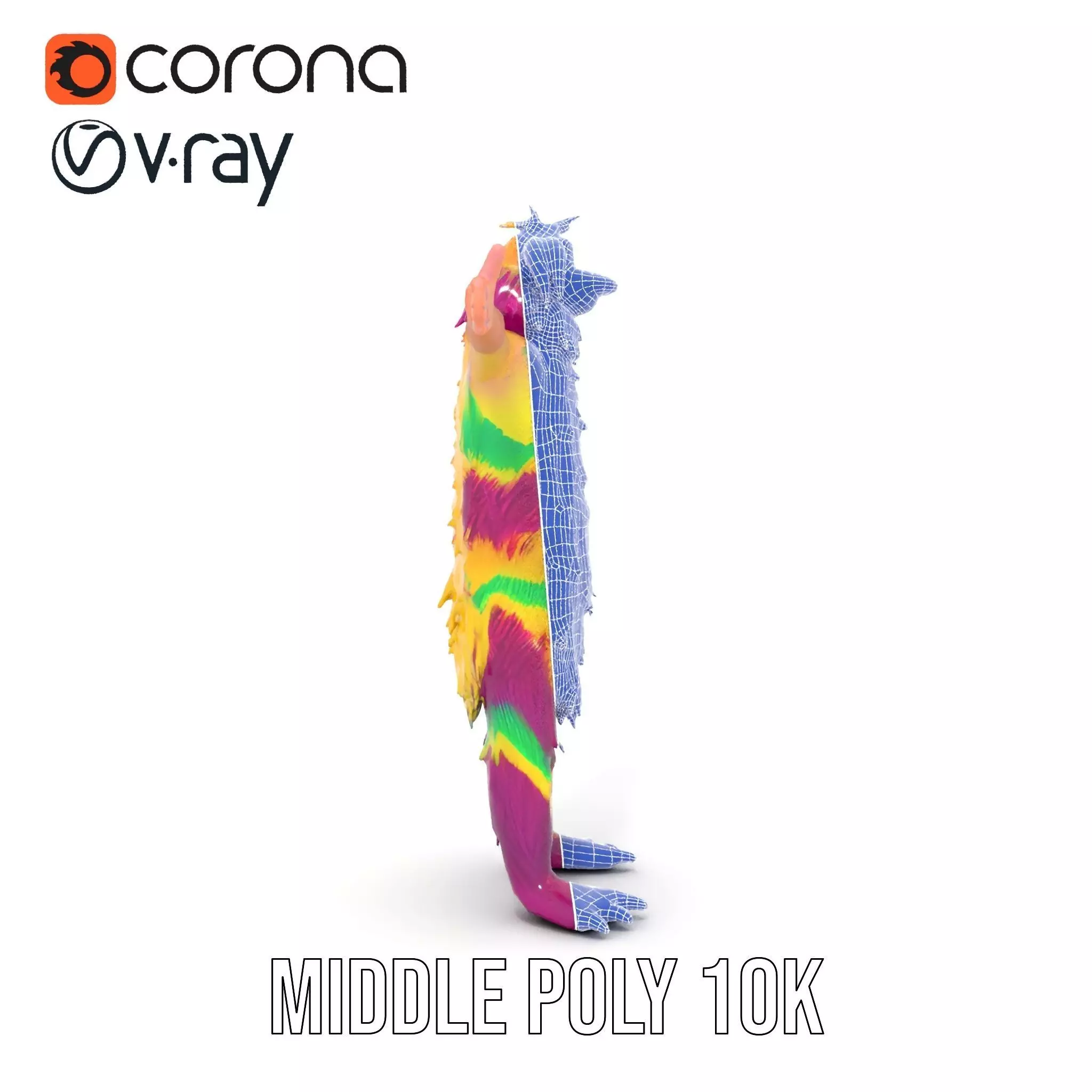 Colorful Furry Monster Character model pack Low-poly 3D model_25