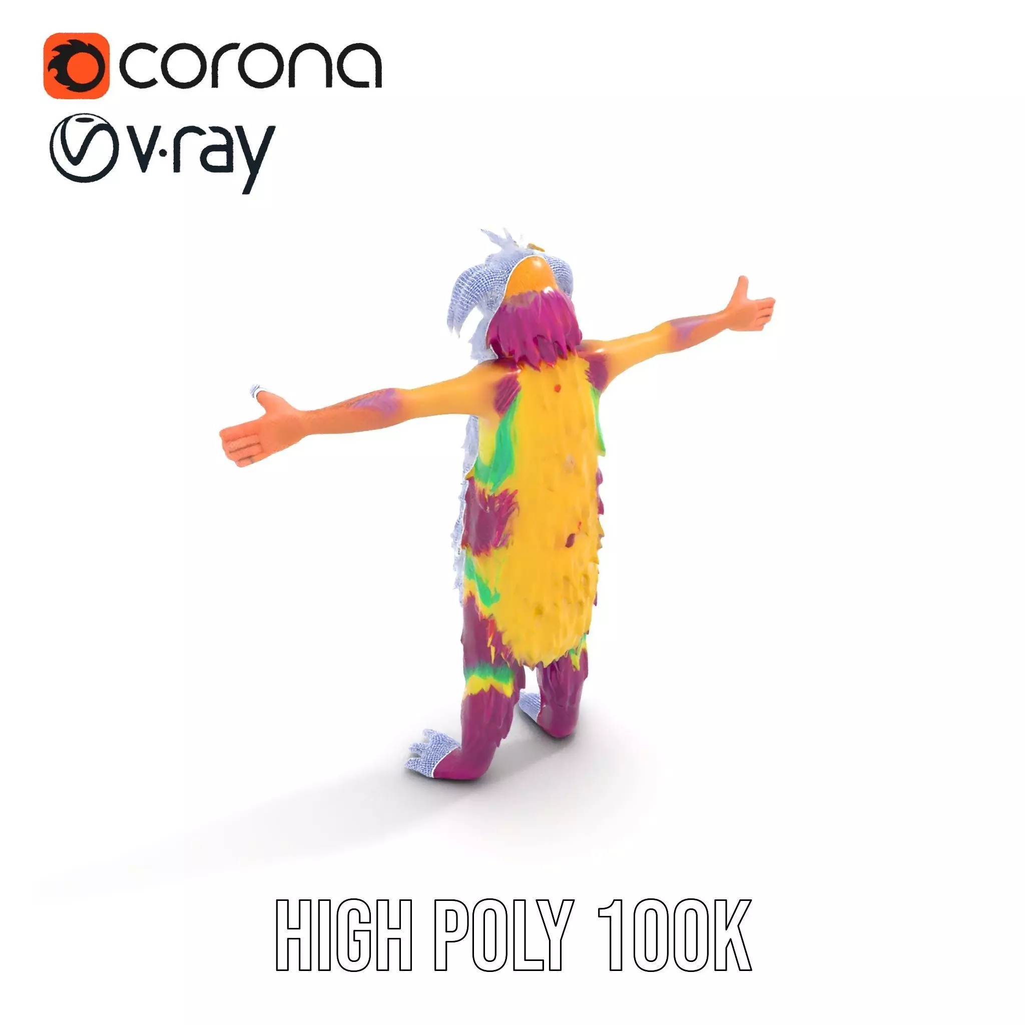 Colorful Furry Monster Character model pack Low-poly 3D model_34