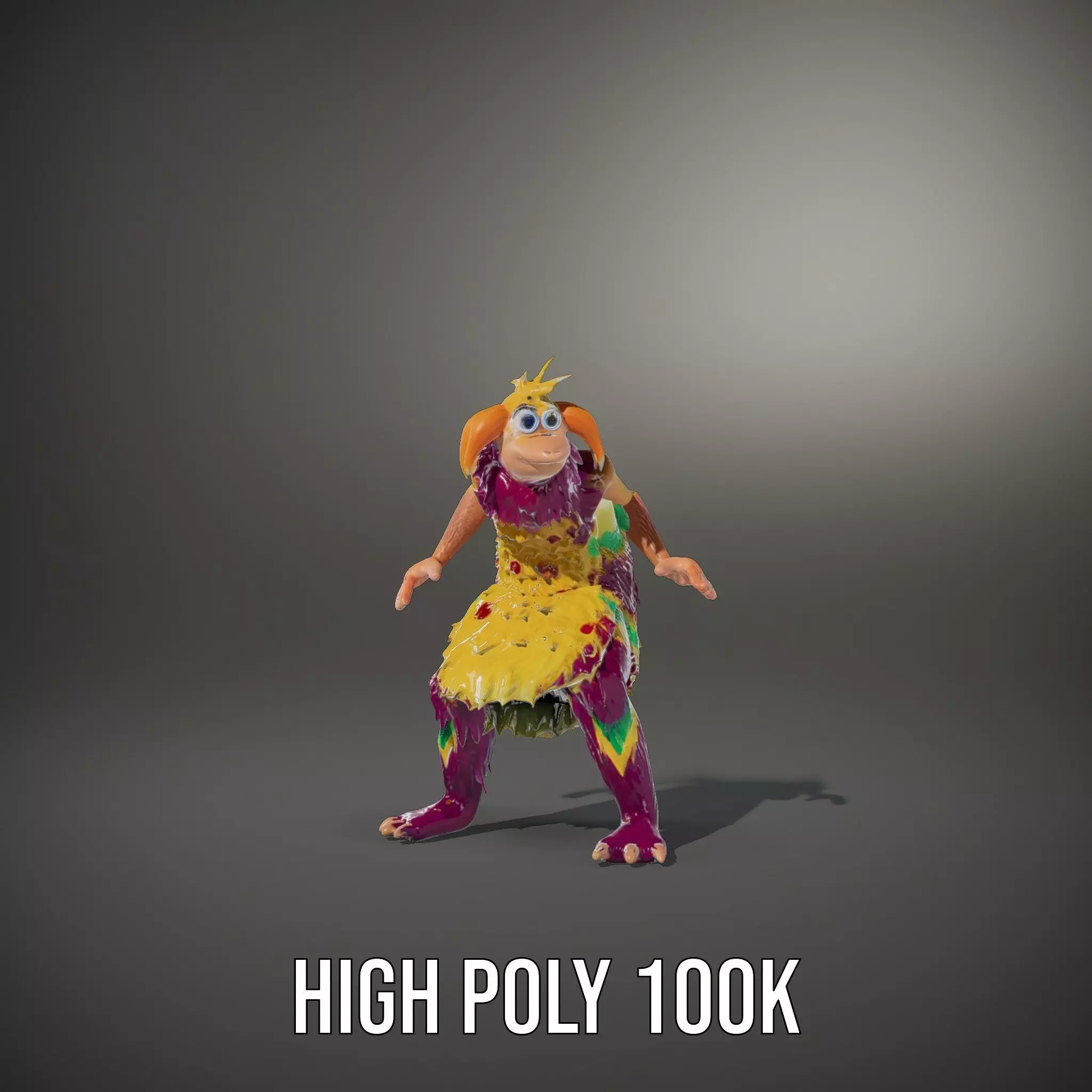 Colorful Furry Monster Character model pack Low-poly 3D model_9