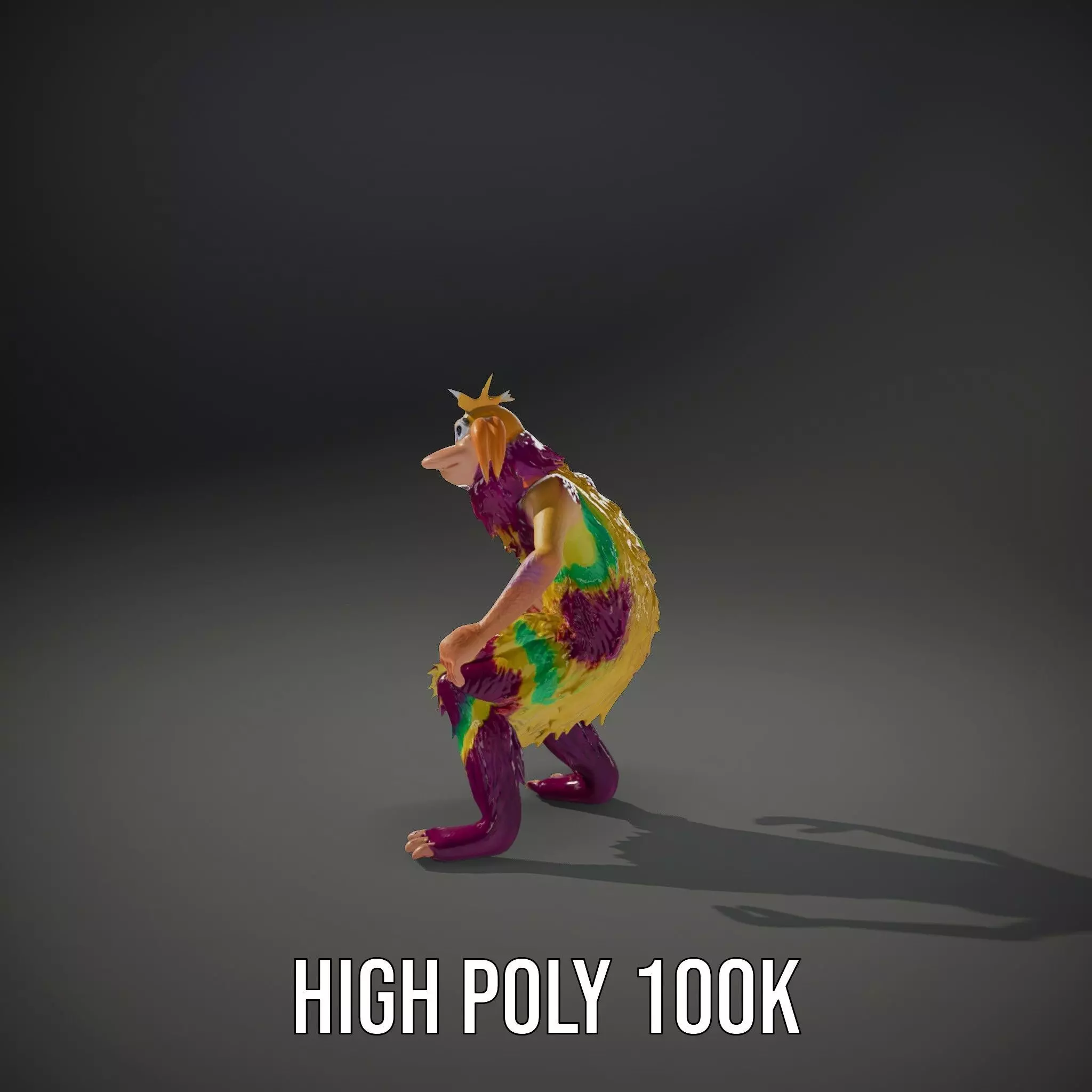 Colorful Furry Monster Character model pack Low-poly 3D model_11