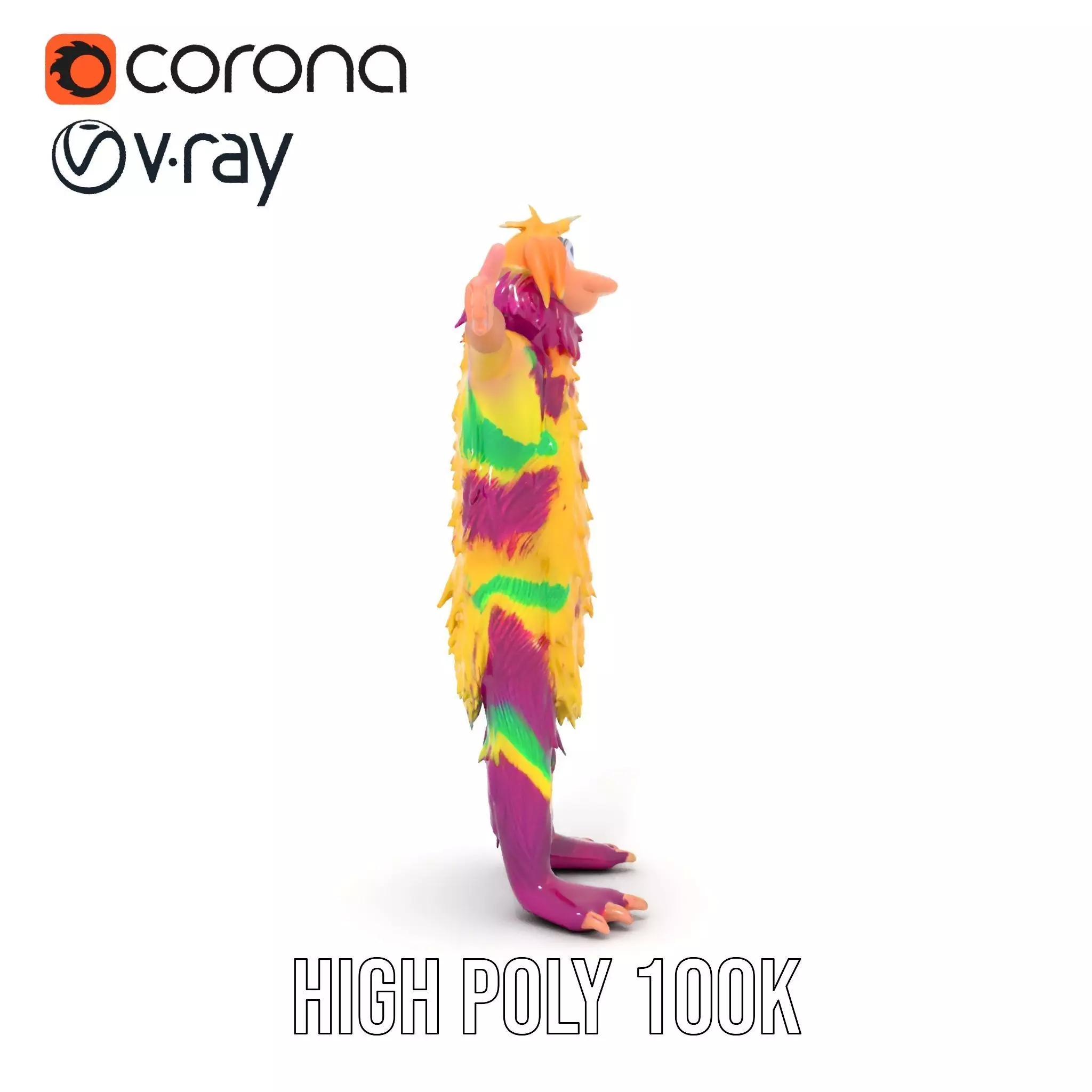 Colorful Furry Monster Character model pack Low-poly 3D model_27