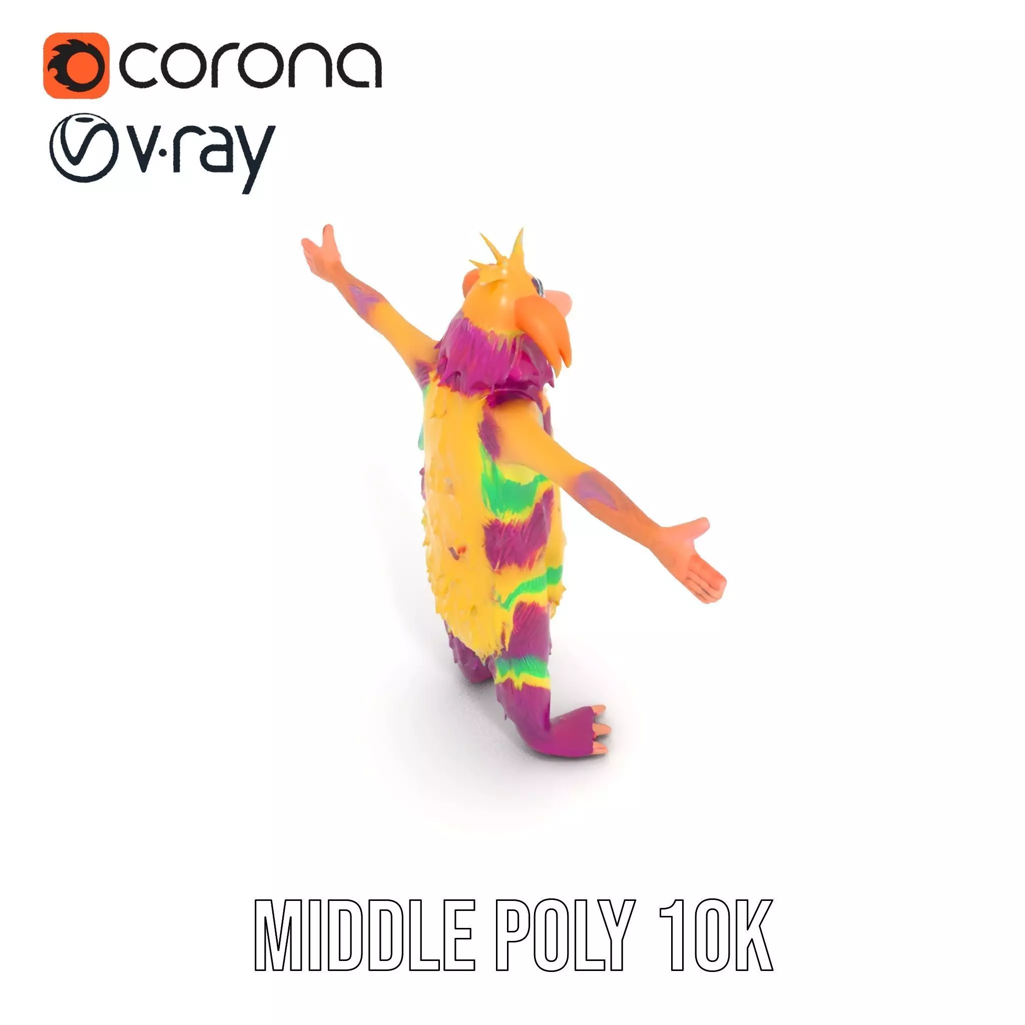 Colorful Furry Monster Character model pack Low-poly 3D model_22