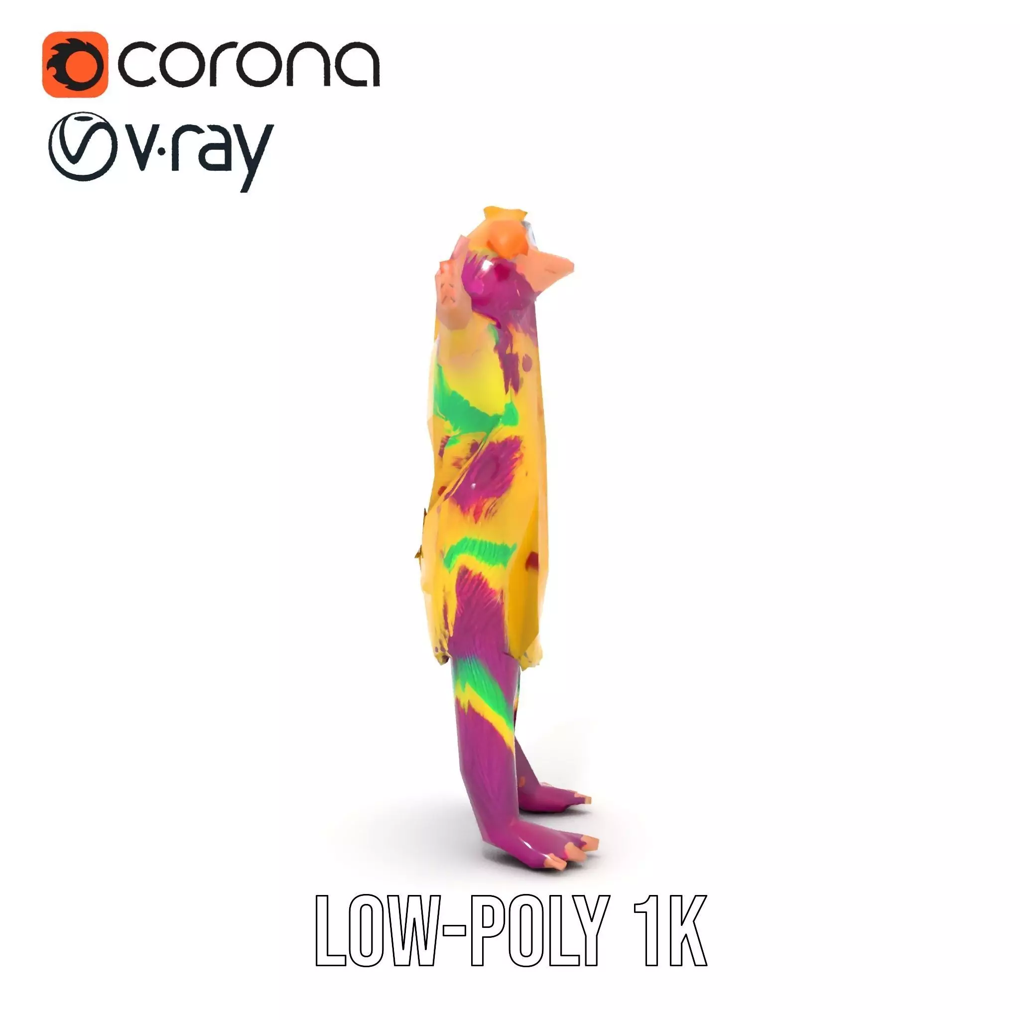 Colorful Furry Monster Character model pack Low-poly 3D model_17