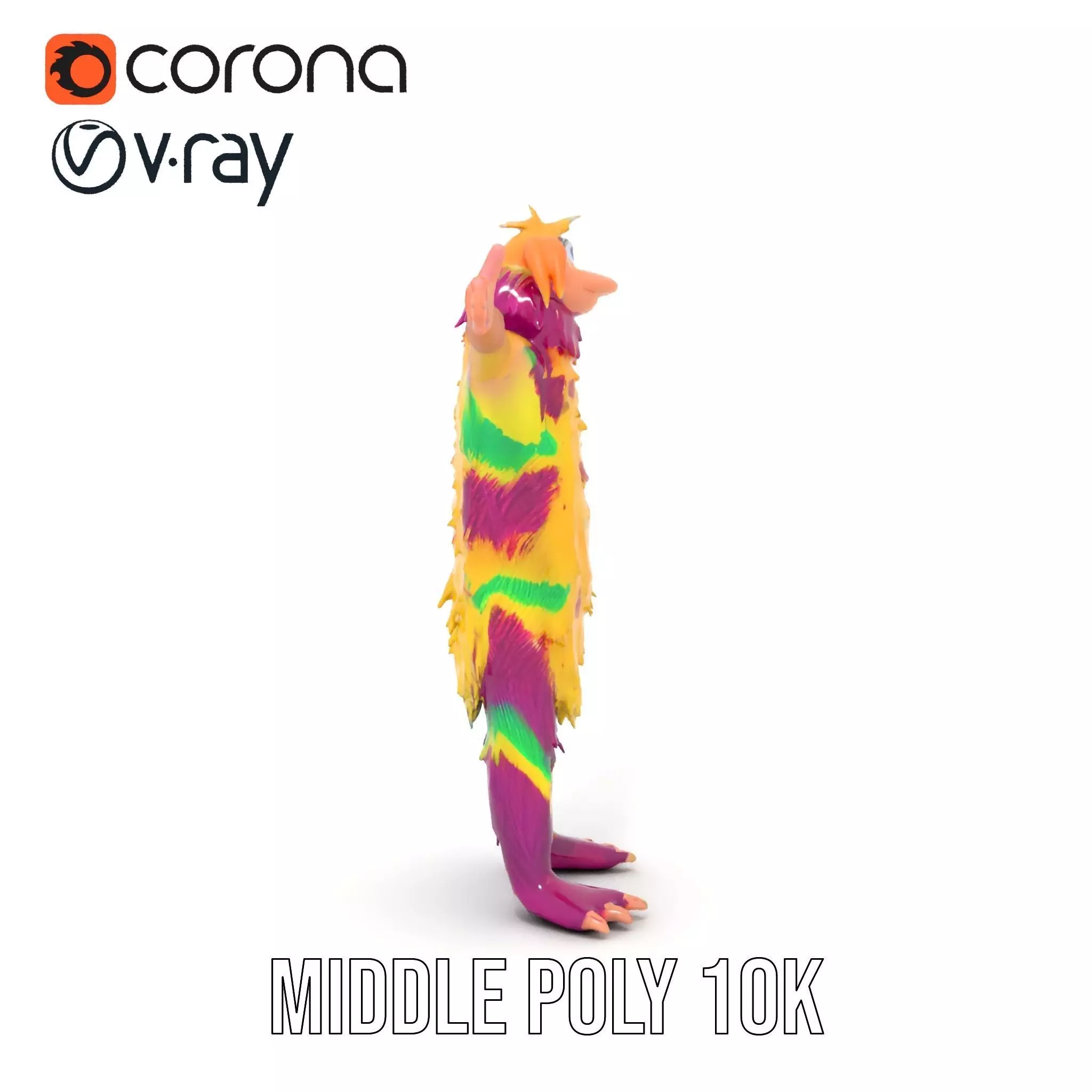 Colorful Furry Monster Character model pack Low-poly 3D model_16