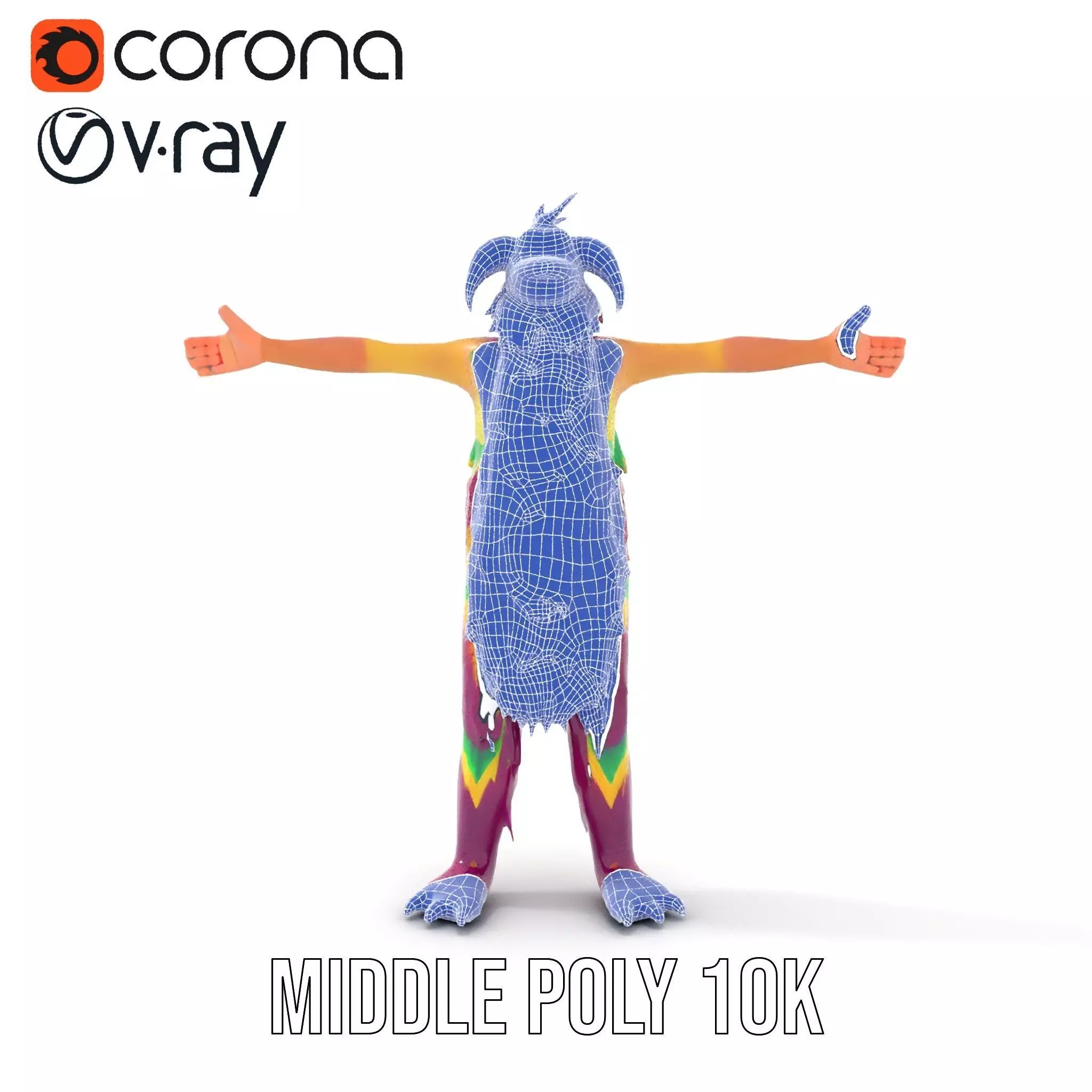 Colorful Furry Monster Character model pack Low-poly 3D model_30