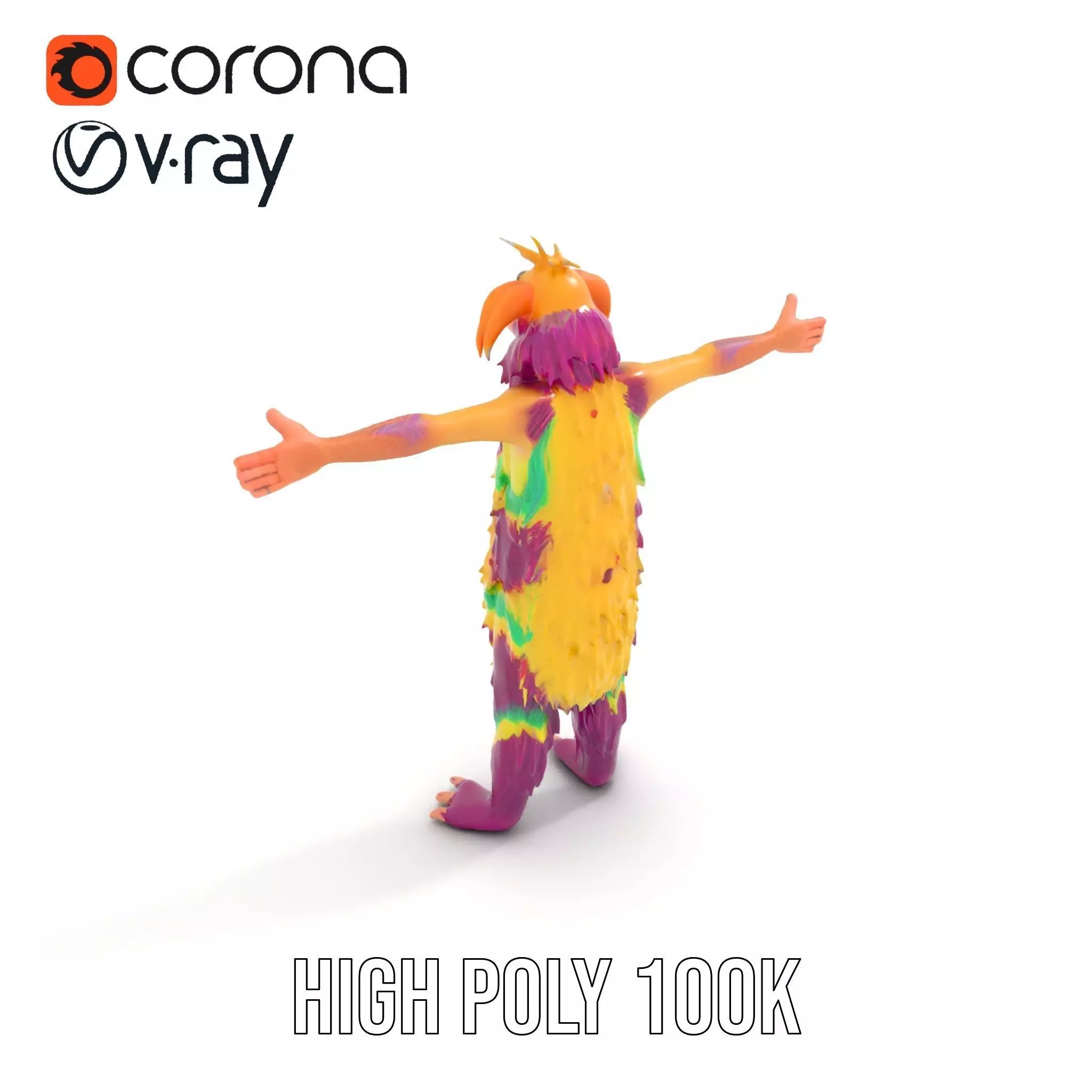 Colorful Furry Monster Character model pack Low-poly 3D model_24