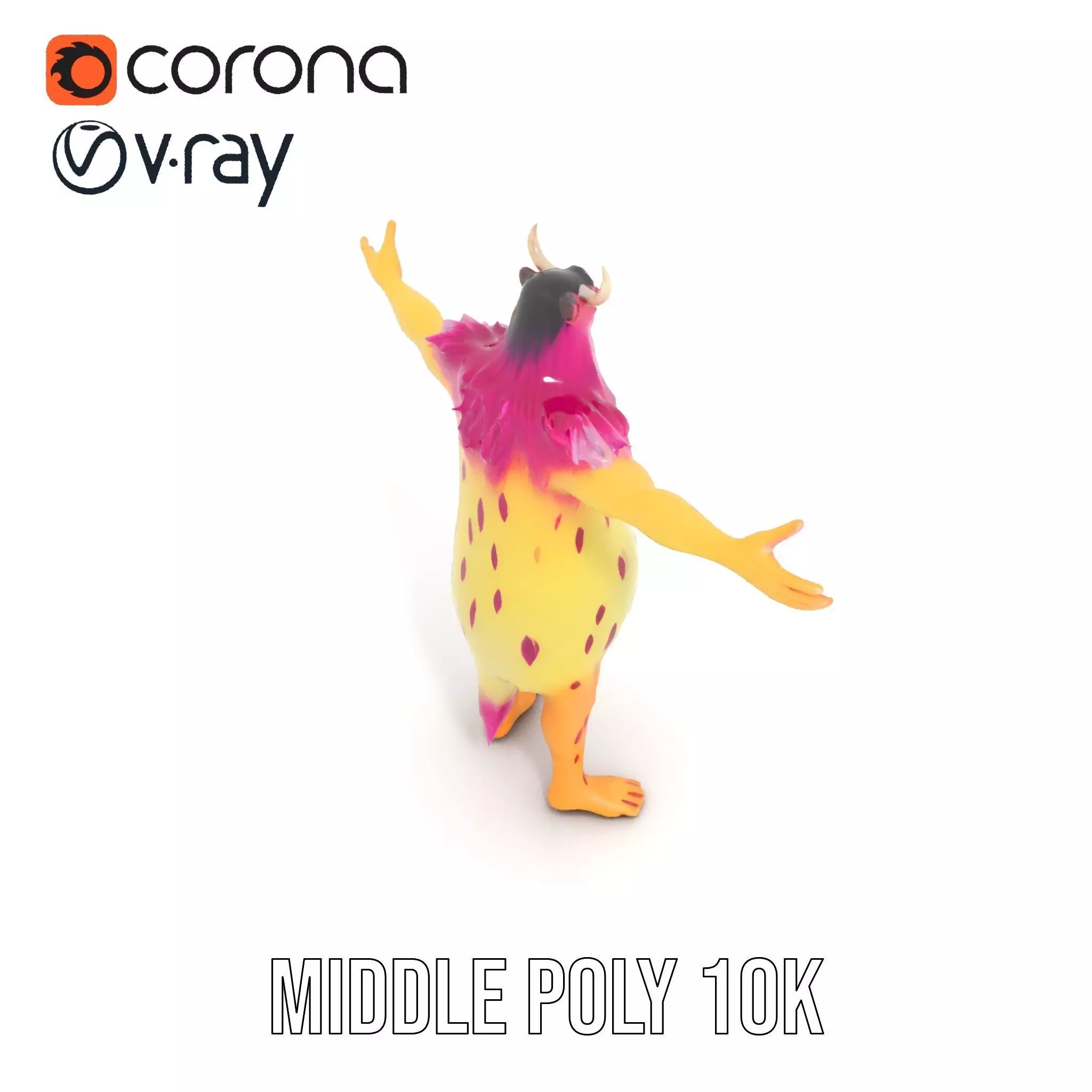 Colorful Cartoon Monster Model Pack Low-poly 3D model_6