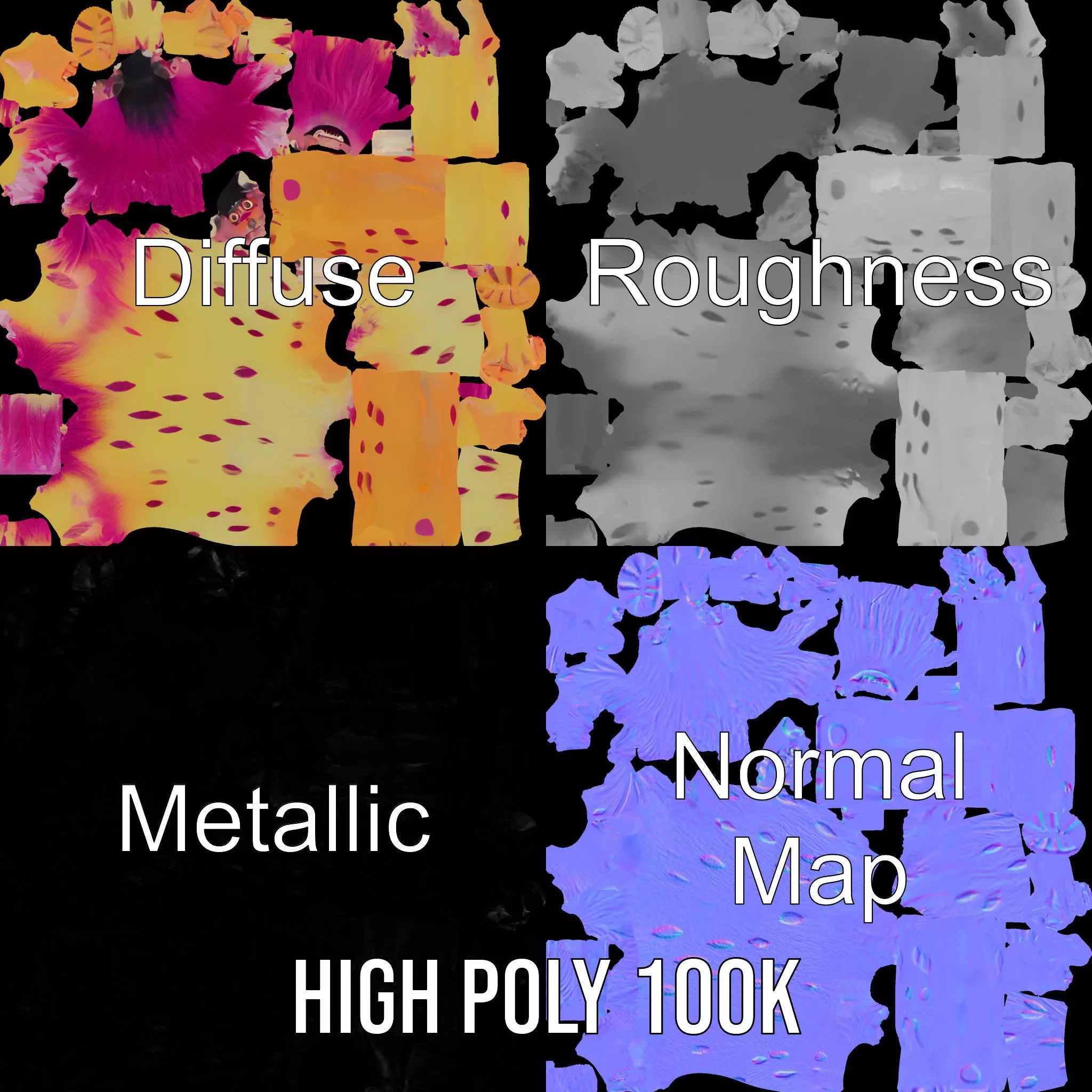 Colorful Cartoon Monster Model Pack Low-poly 3D model_4