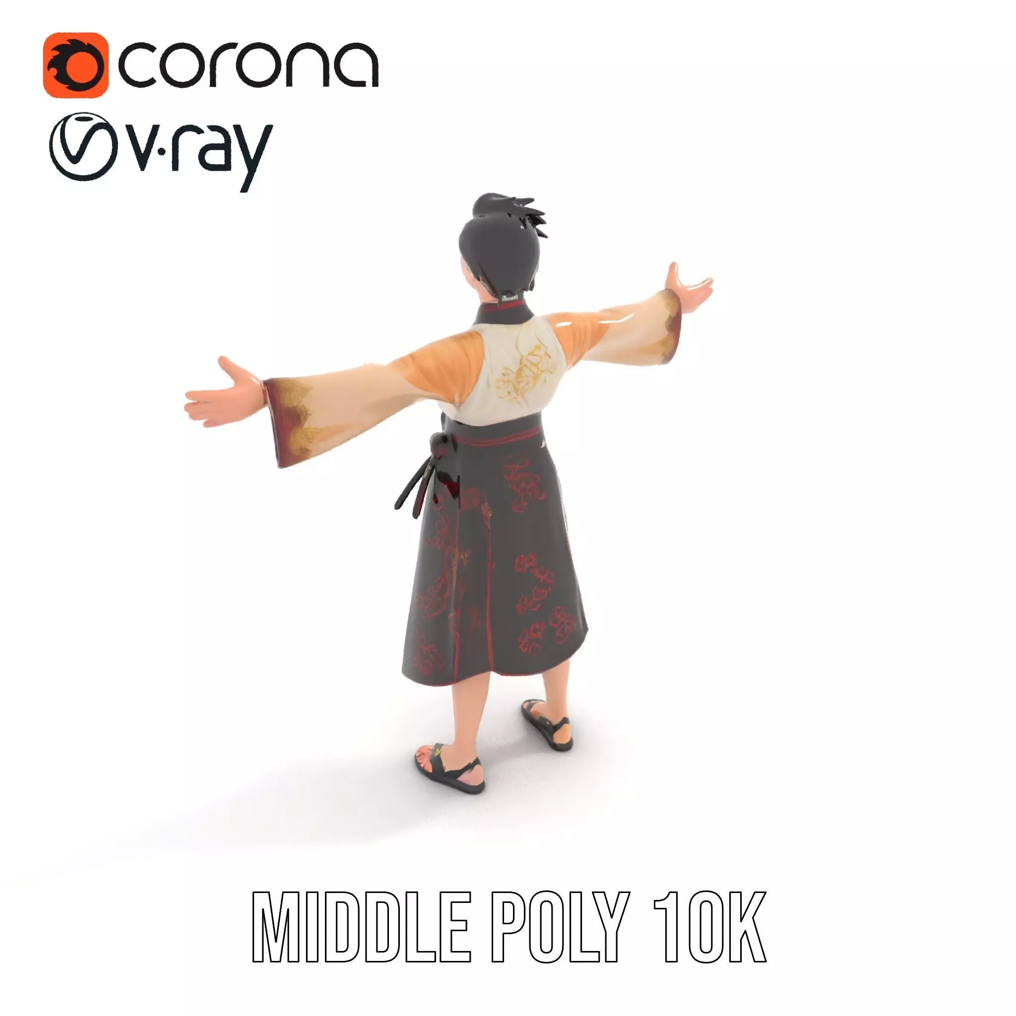 Traditional Attire Character Model Pack Low-poly 3D model_7
