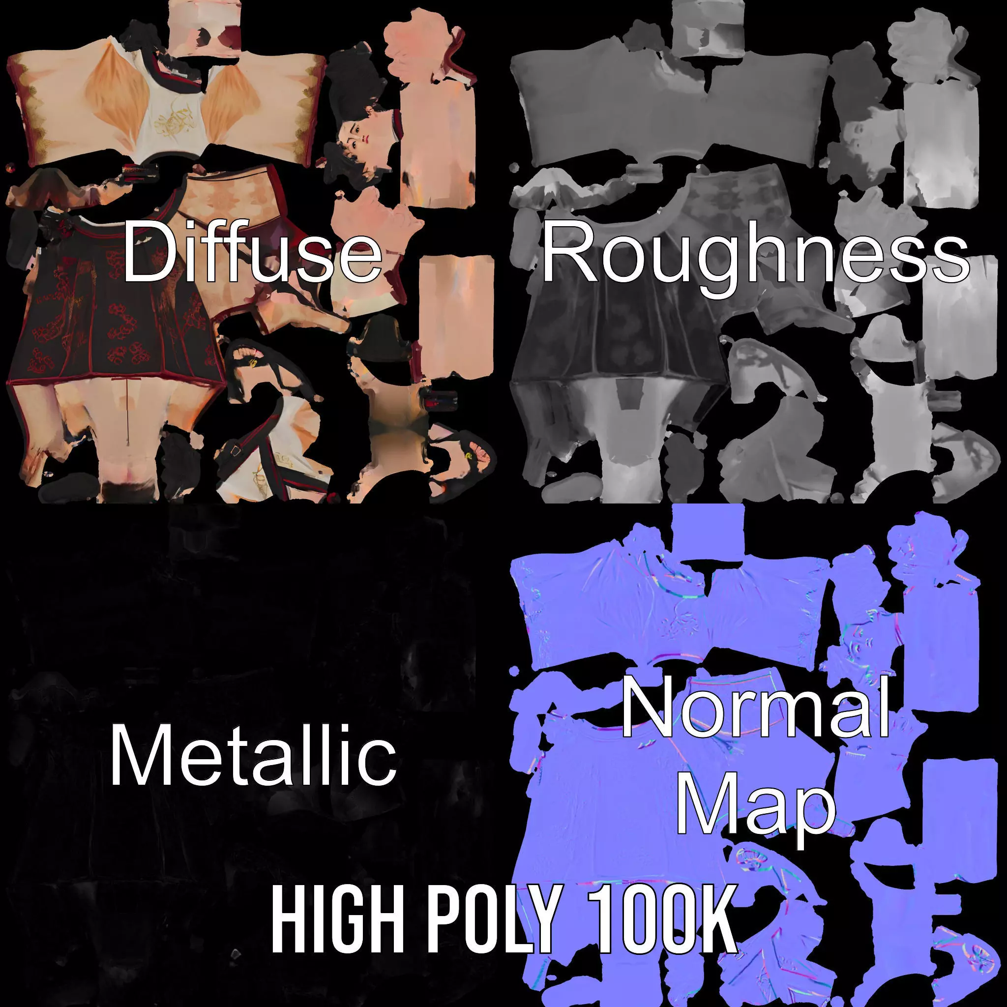 Traditional Attire Character Model Pack Low-poly 3D model_4