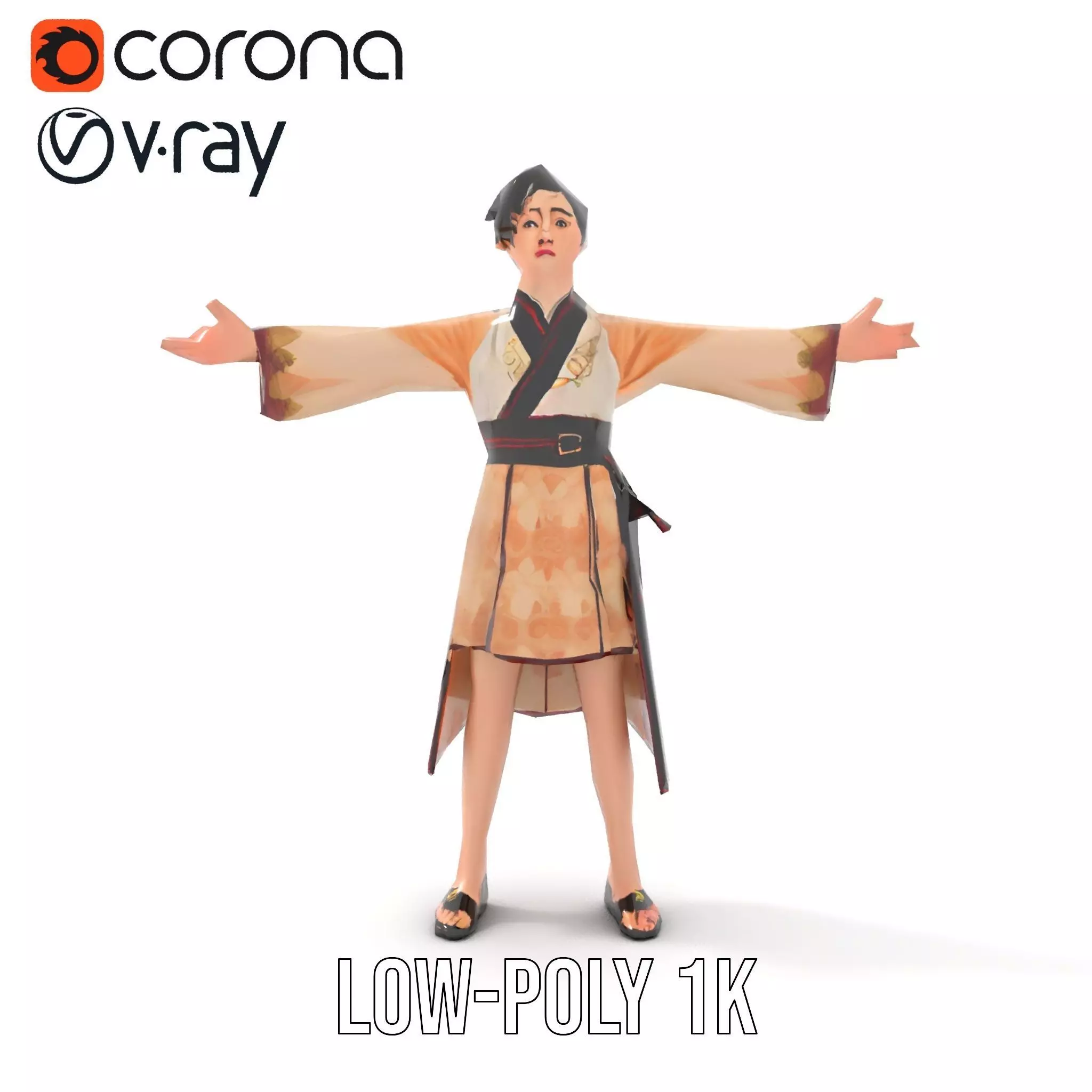 Traditional Attire Character Model Pack Low-poly 3D model_15