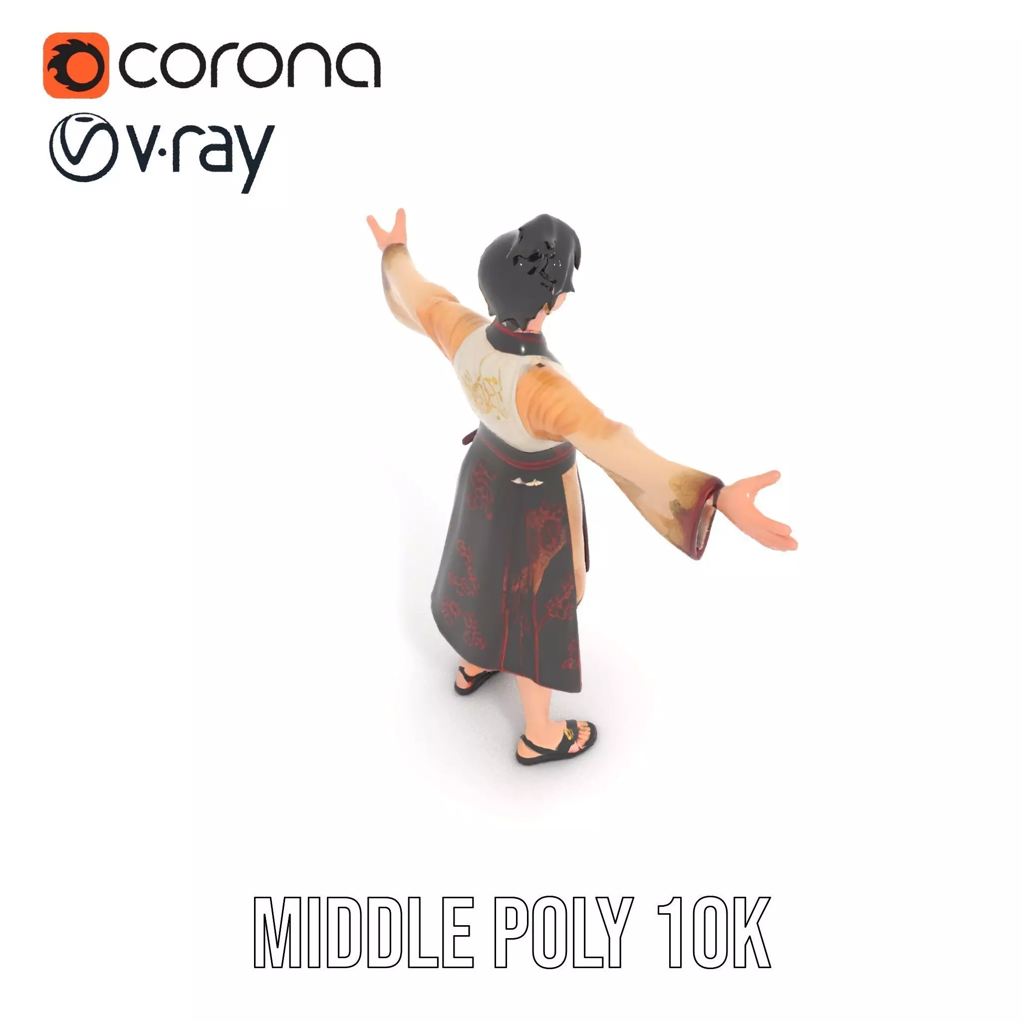 Traditional Attire Character Model Pack Low-poly 3D model_14