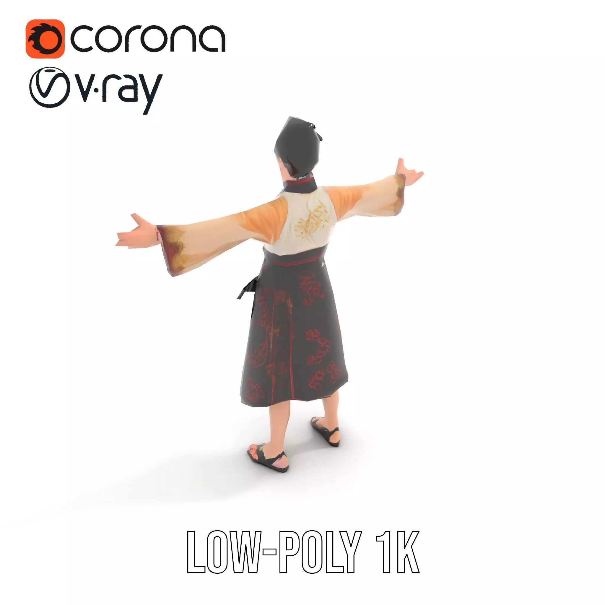 Traditional Attire Character Model Pack Low-poly 3D model_8