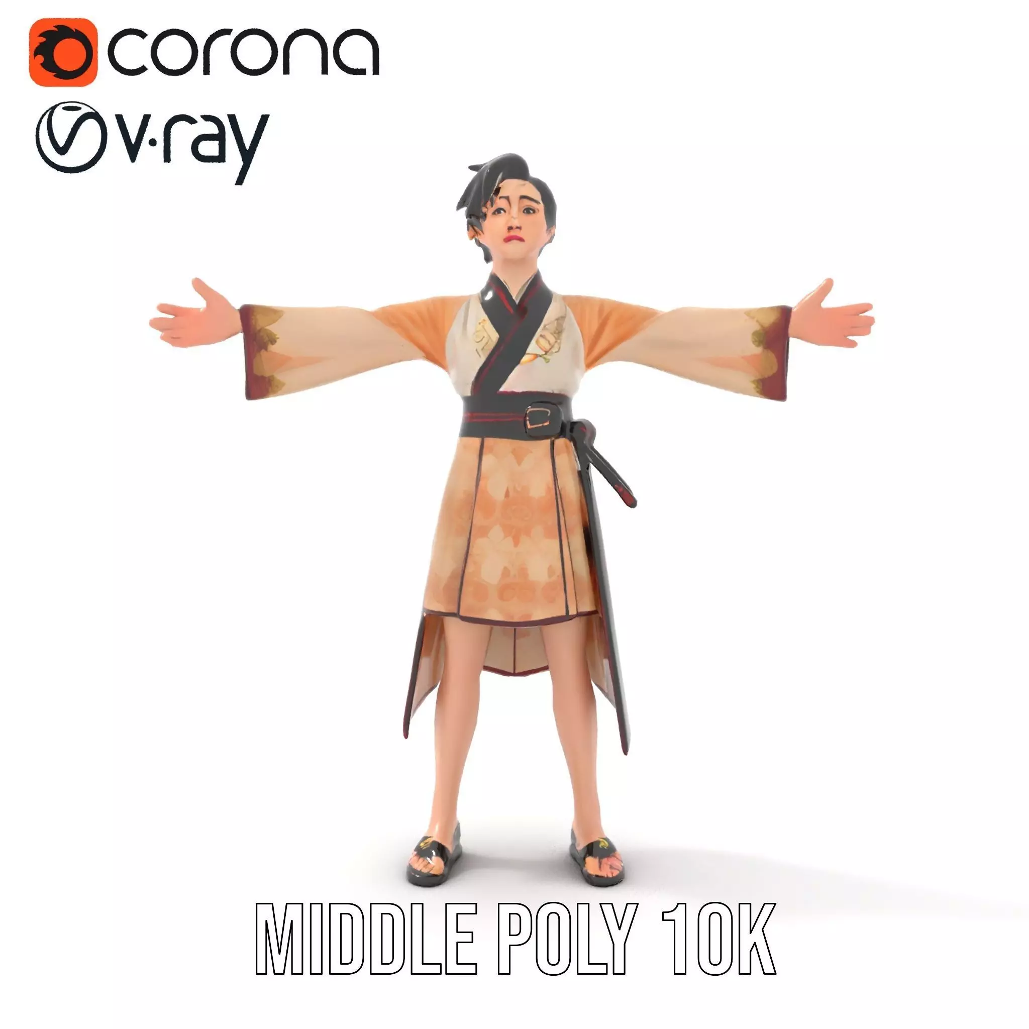 Traditional Attire Character Model Pack Low-poly 3D model_6