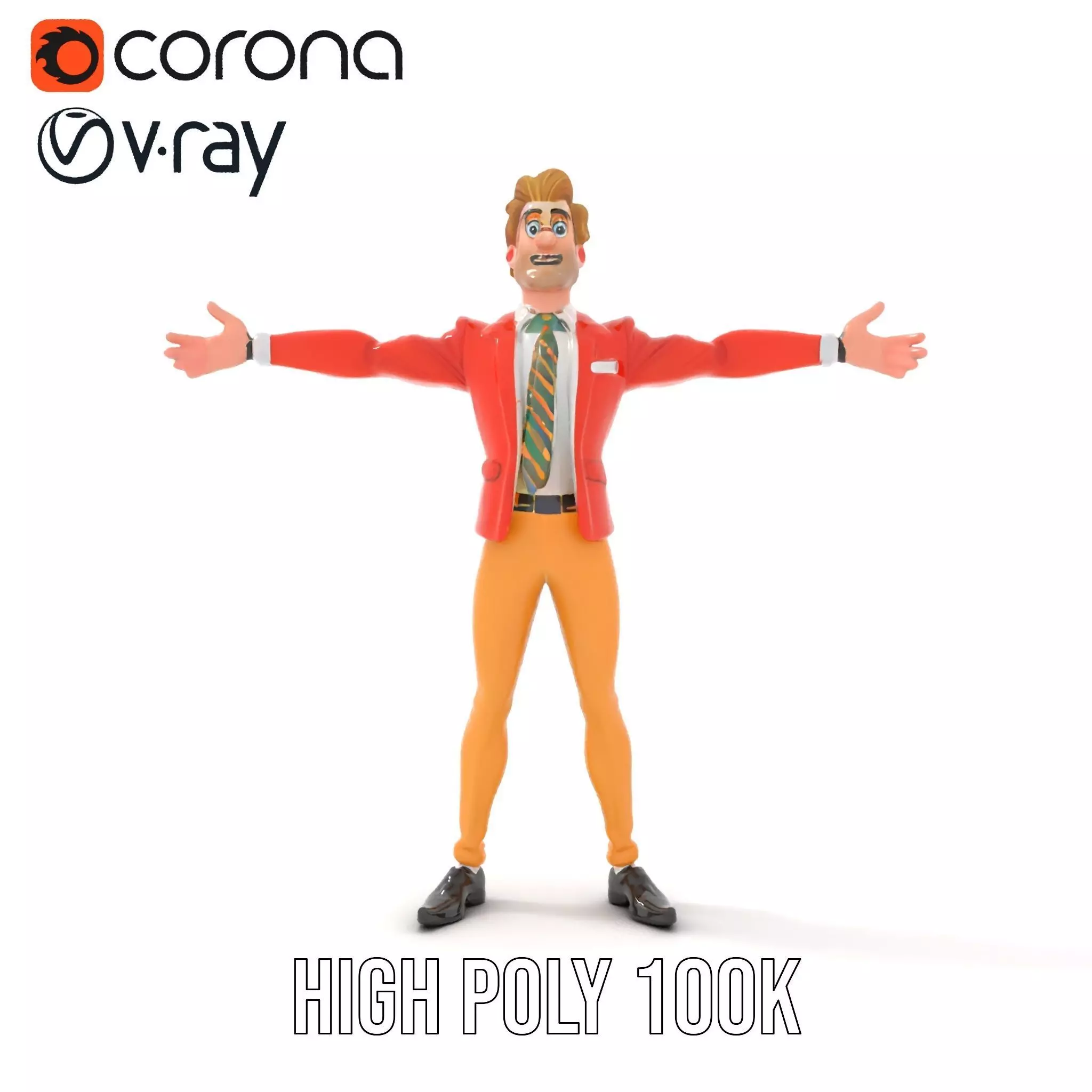 Animated Character in Orange Suit Model Pack Low-poly 3D model_13