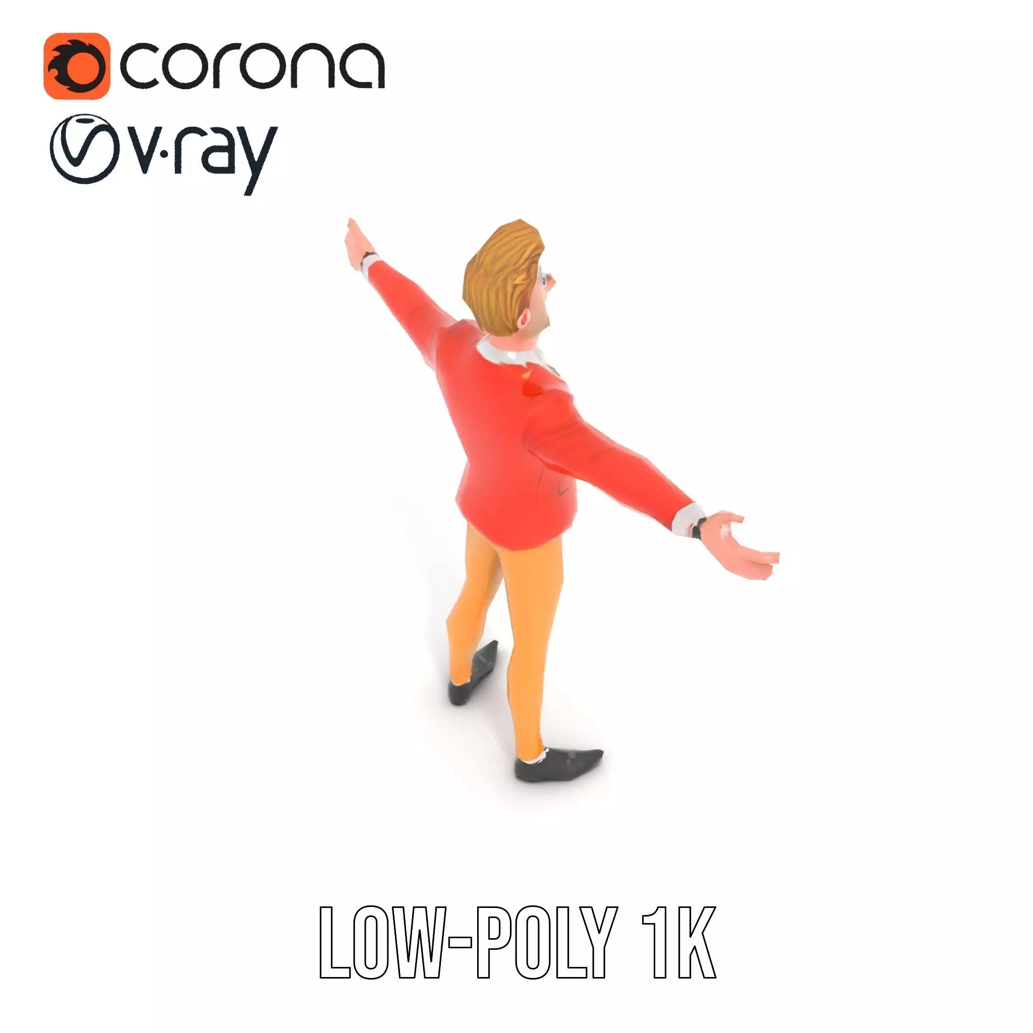 Animated Character in Orange Suit Model Pack Low-poly 3D model_8