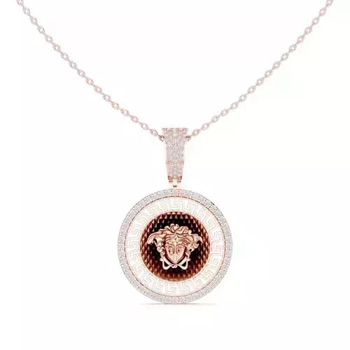 Round Diamond Medusa Pendant Woman Necklace 3dm STL Video 3D print model