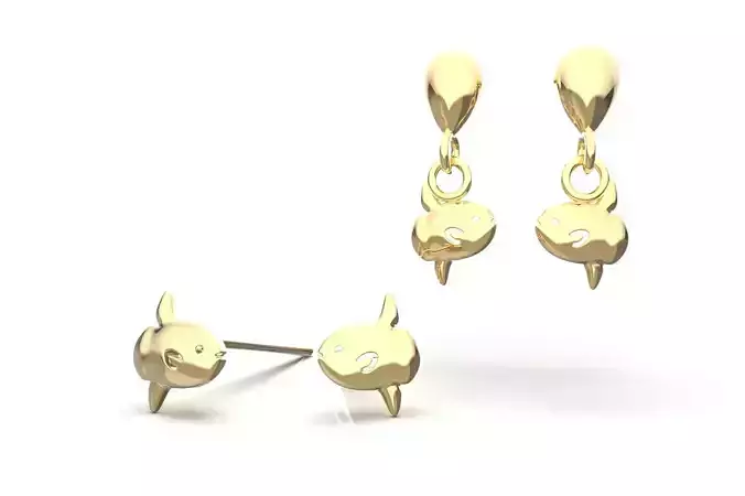 Oceanic Animal Stud and Dangling Earring Pack - Mola Mola Baby