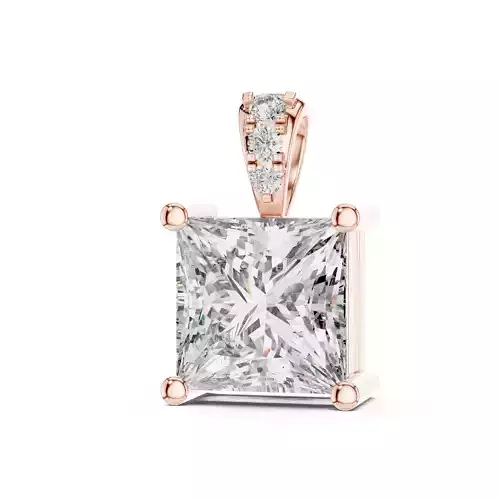 2CT Princess Diamond Pendant Woman Necklace 3dm STL Video 3D print model