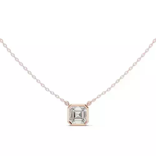 Solitaire Asscher Diamond Bezel Set Pendant Woman 3dm STL Video 3D print model