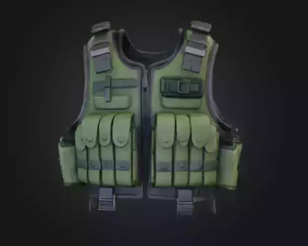 Realistic Military Tactical Vest Low-poly 3D model