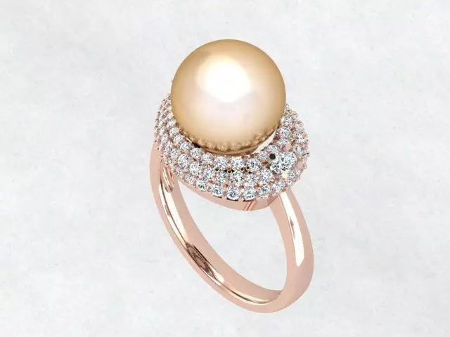 Model of a Pearl and Diamond Women Ring 3D print model
