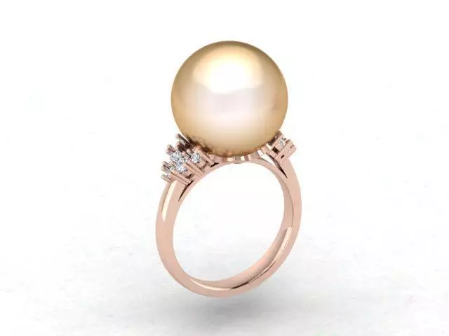 Model of a Pearl and Diamond Women Ring 3D print model