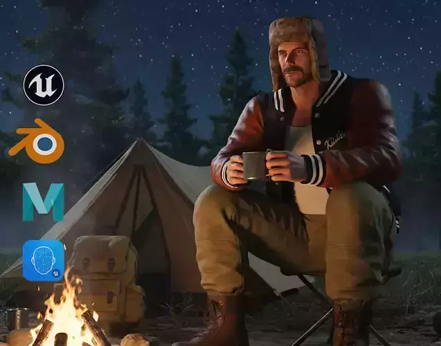 Rugged Winter Explorer 3D Male Character